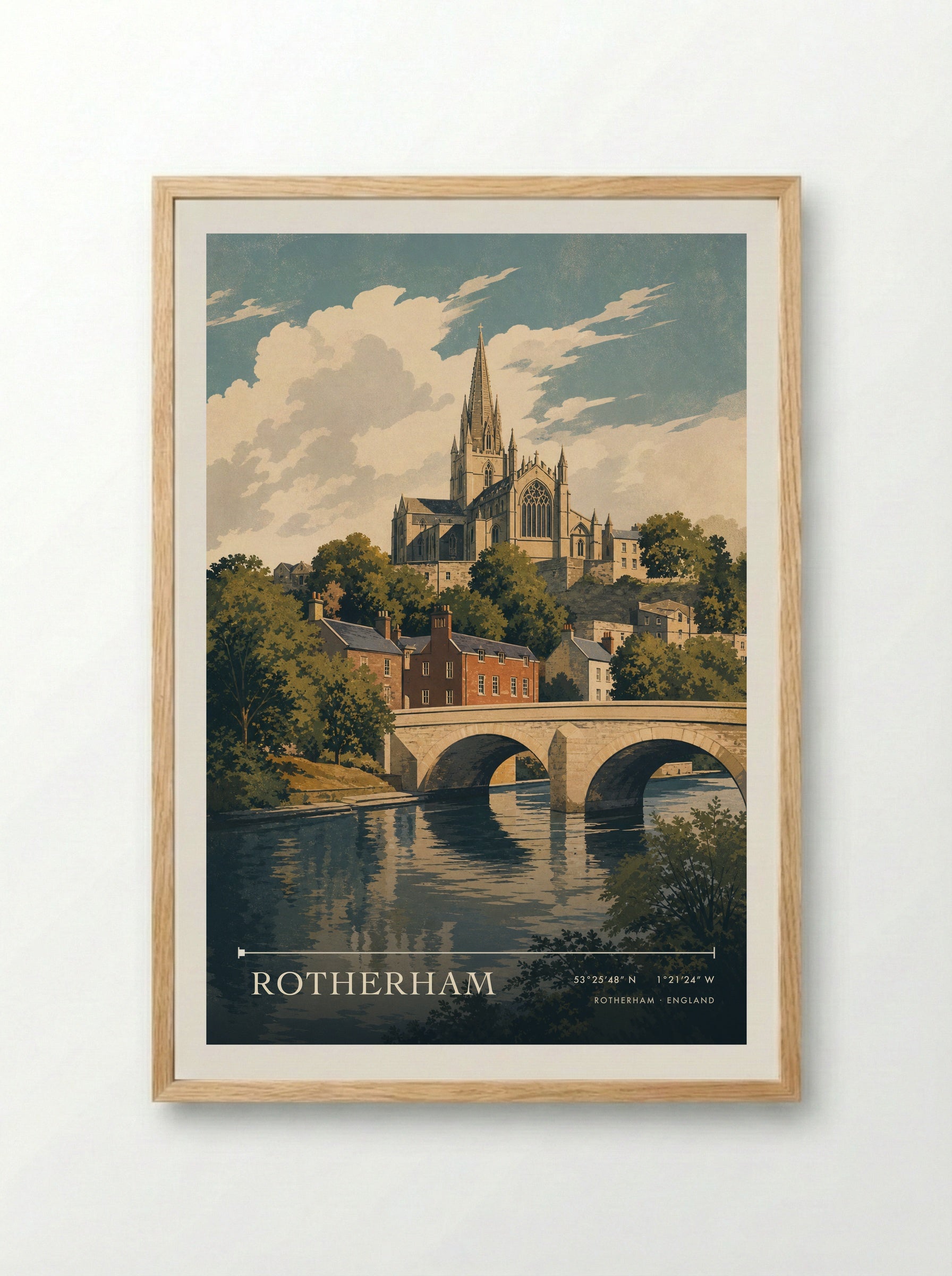 Rotherham England Travel Poster - Framed Print Wood