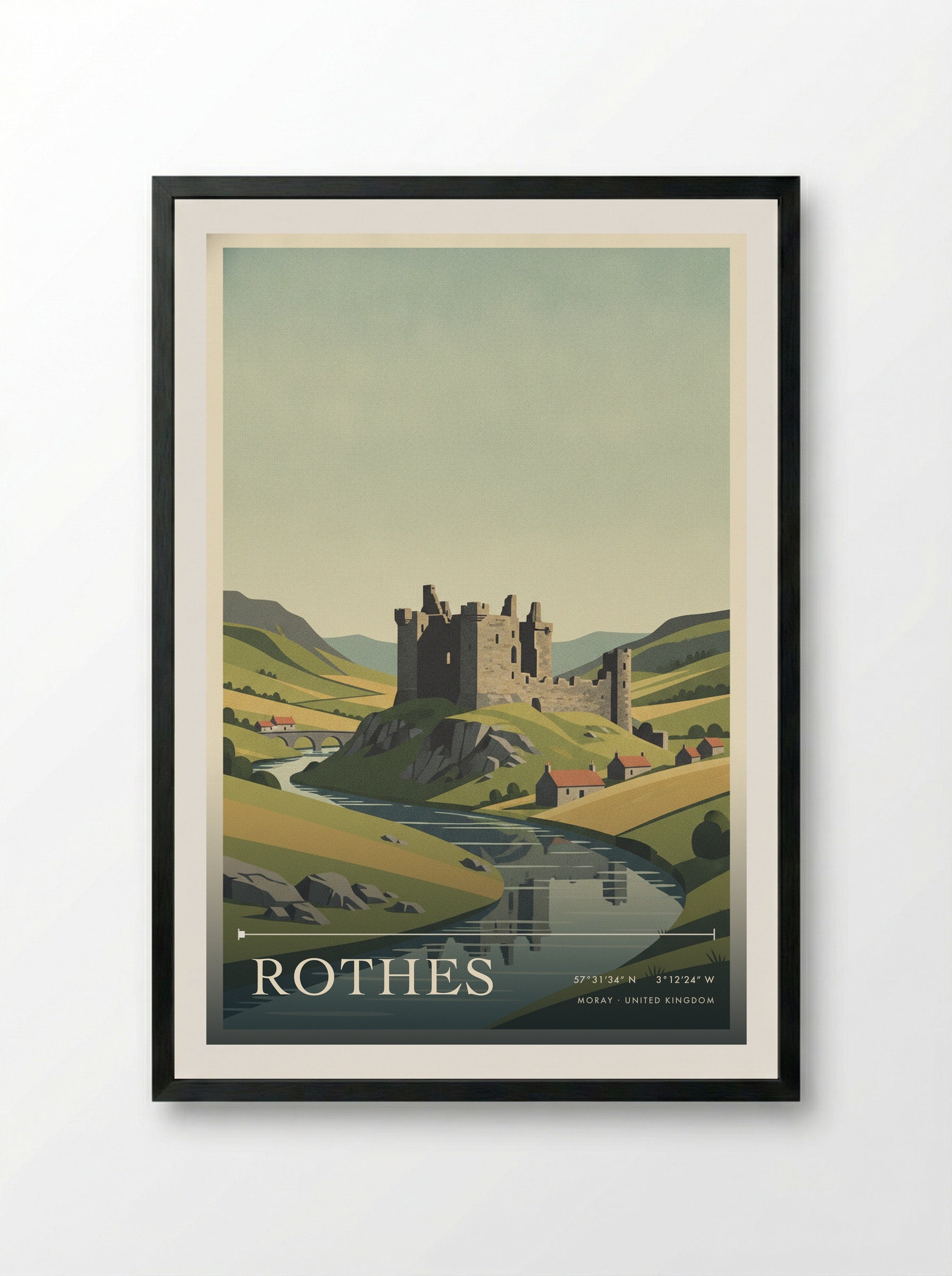 Rothes Moray United Kingdom Travel Poster - Framed Print Black
