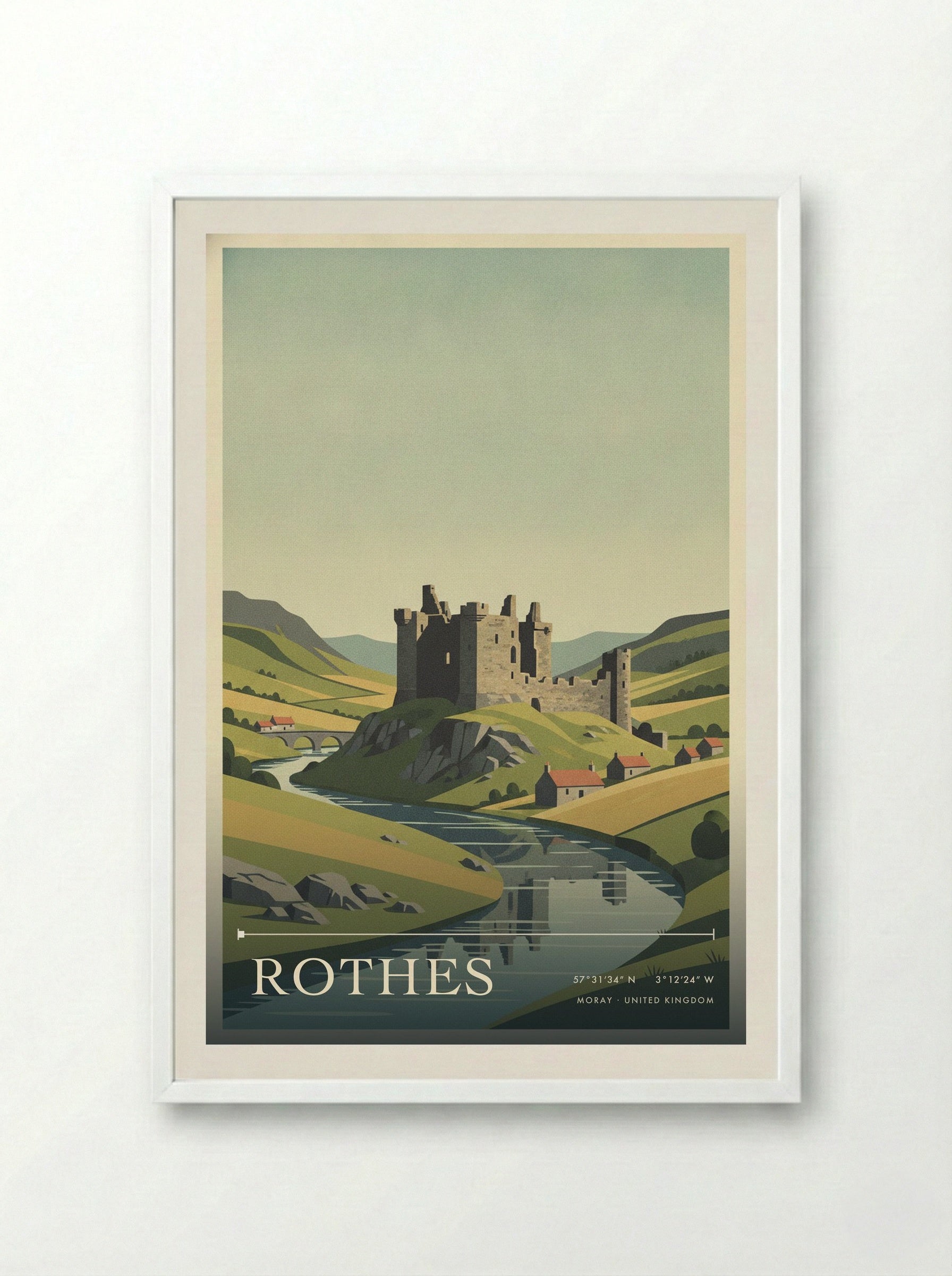 Rothes Moray United Kingdom Travel Poster - Framed Print White