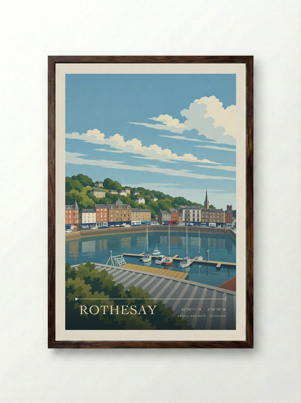 Rothesay, Argyll and Bute | Travel Poster - Framed Print Dark Wood