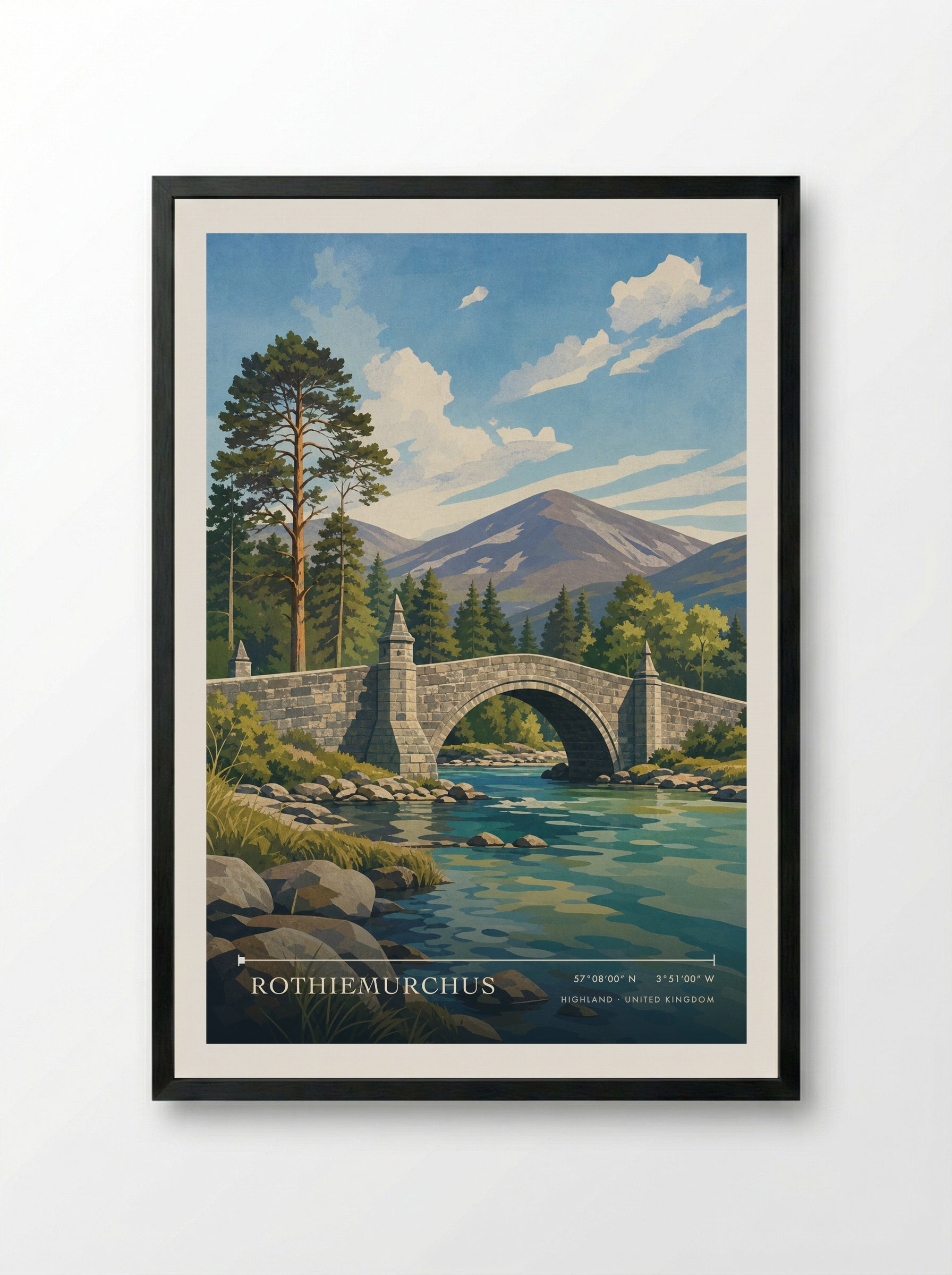 Rothiemurchus Highland United Kingdom Travel Poster - Framed Print Black