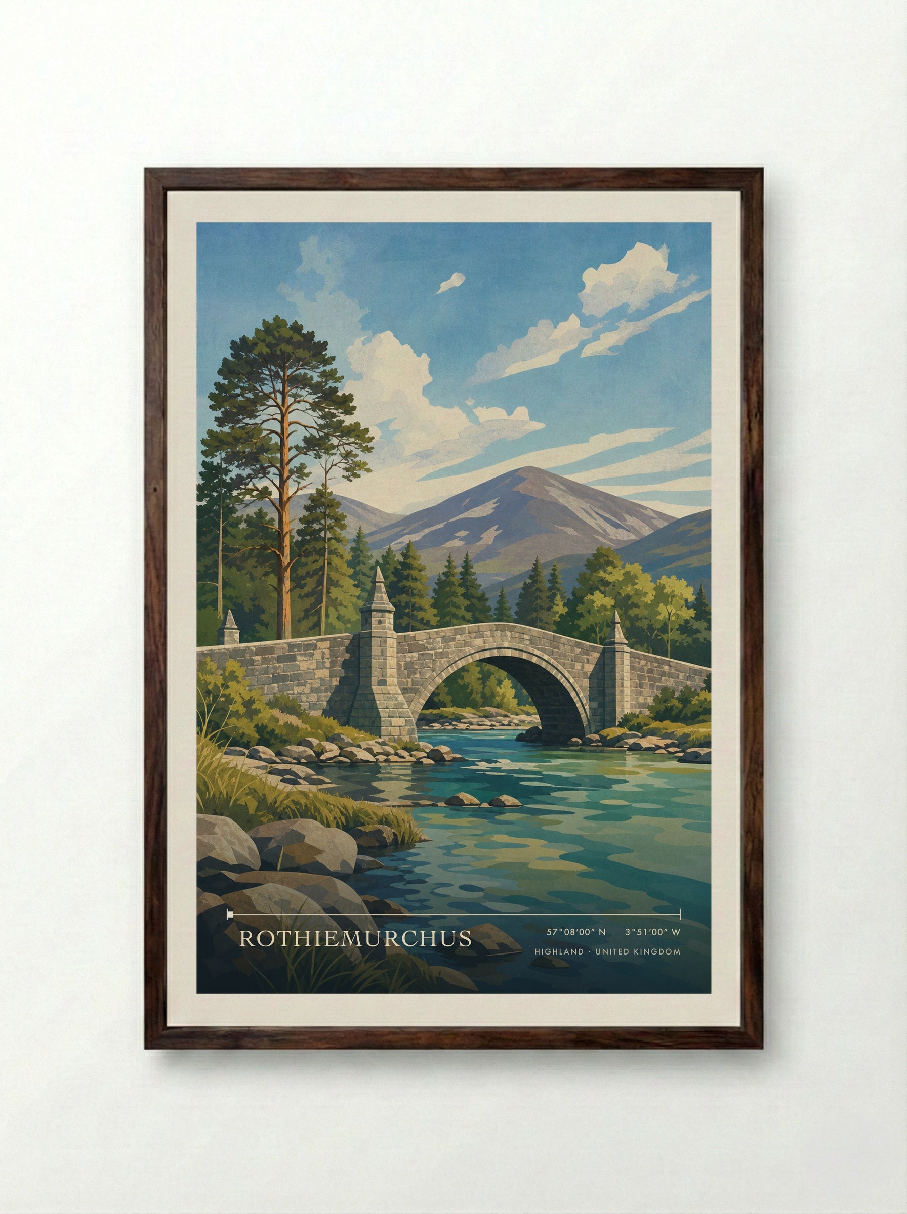 Rothiemurchus Highland United Kingdom Travel Poster - Framed Print Dark Wood