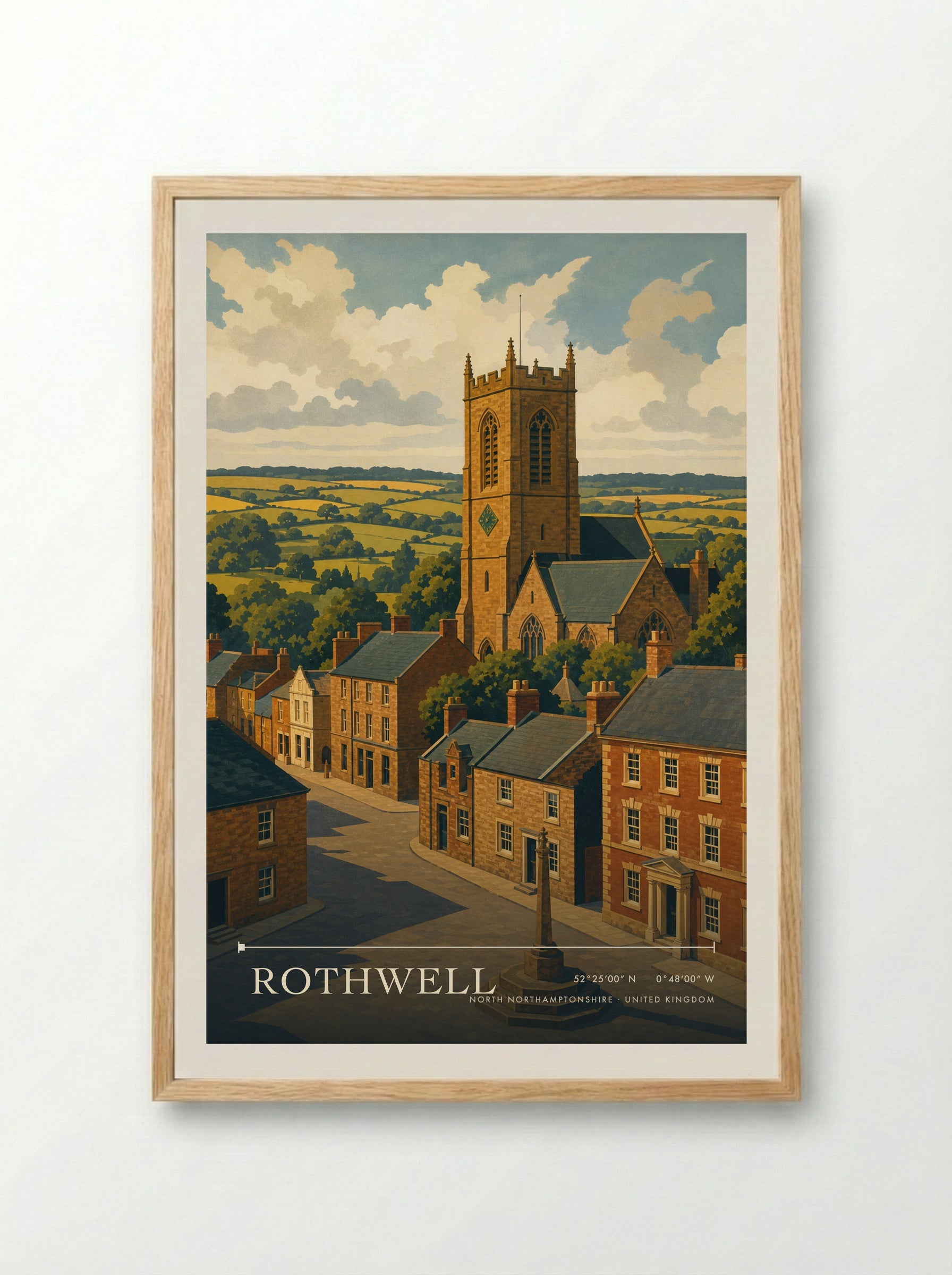Rothwell North Northamptonshire United Kingdom Travel Poster - Framed Print Wood