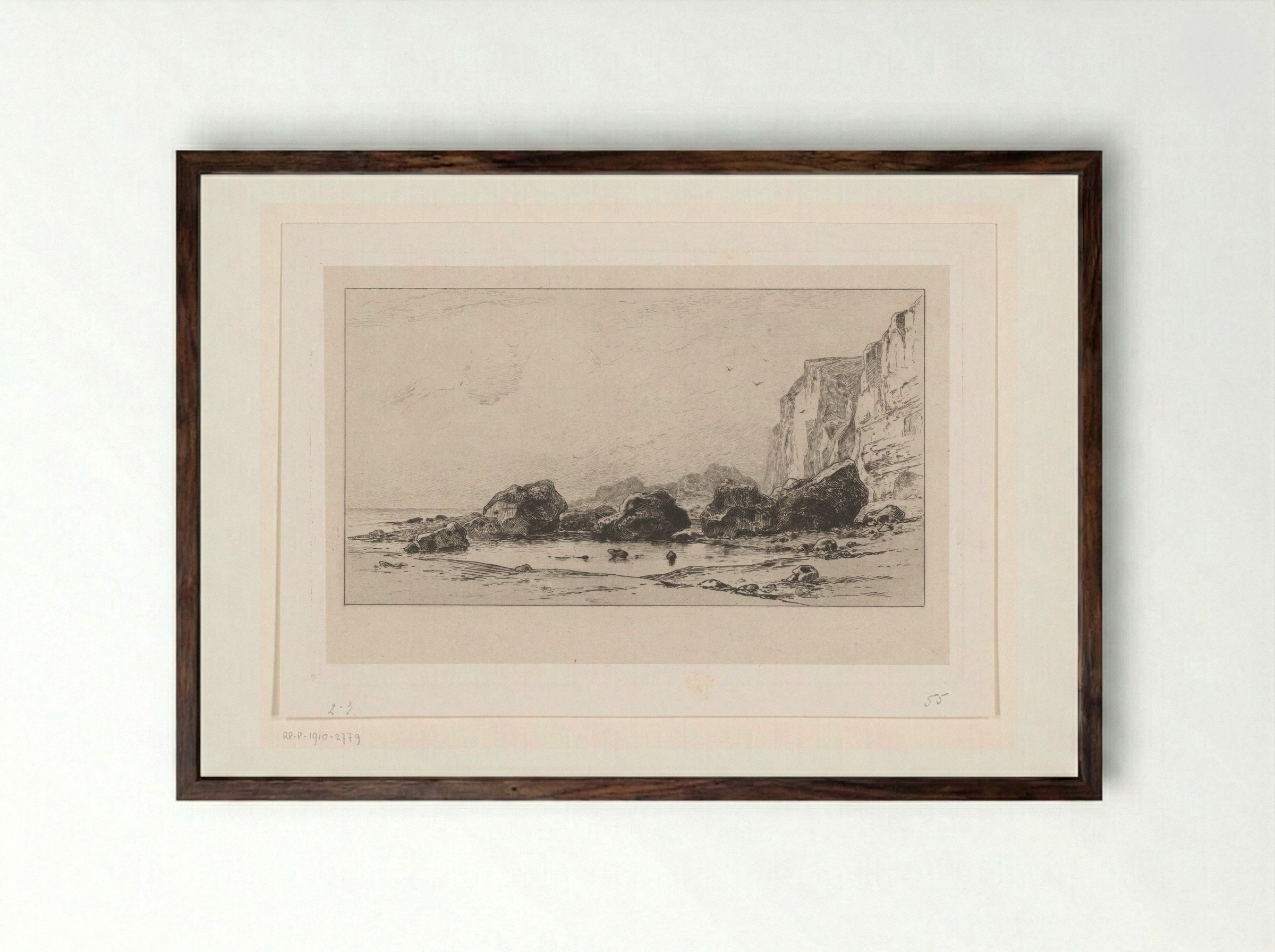 Rotsblokken bij Veules - Carel Nicolaas Storm van 's-Gravesande - Framed Print Dark Wood