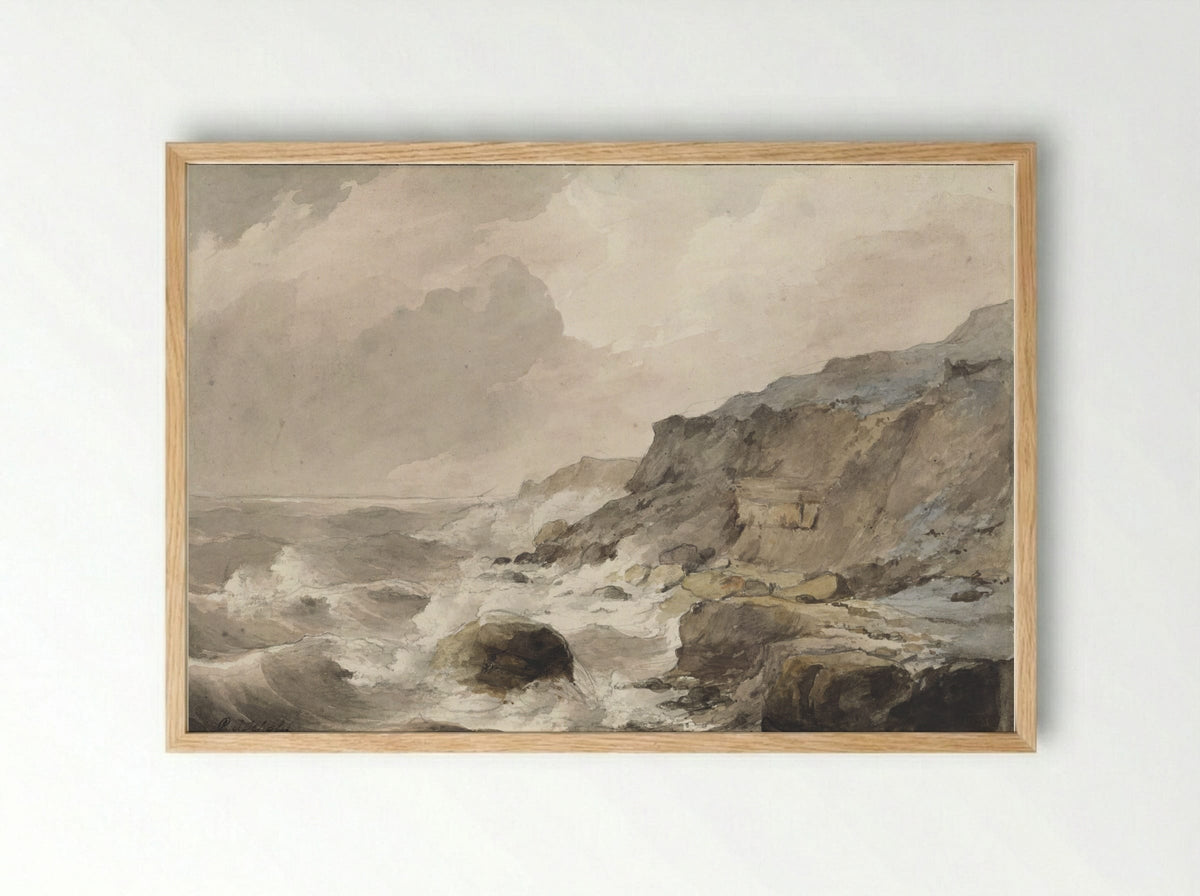 Rotskust te Boulogne sur Mer - Petrus Johannes Schotel - Framed Print Wood