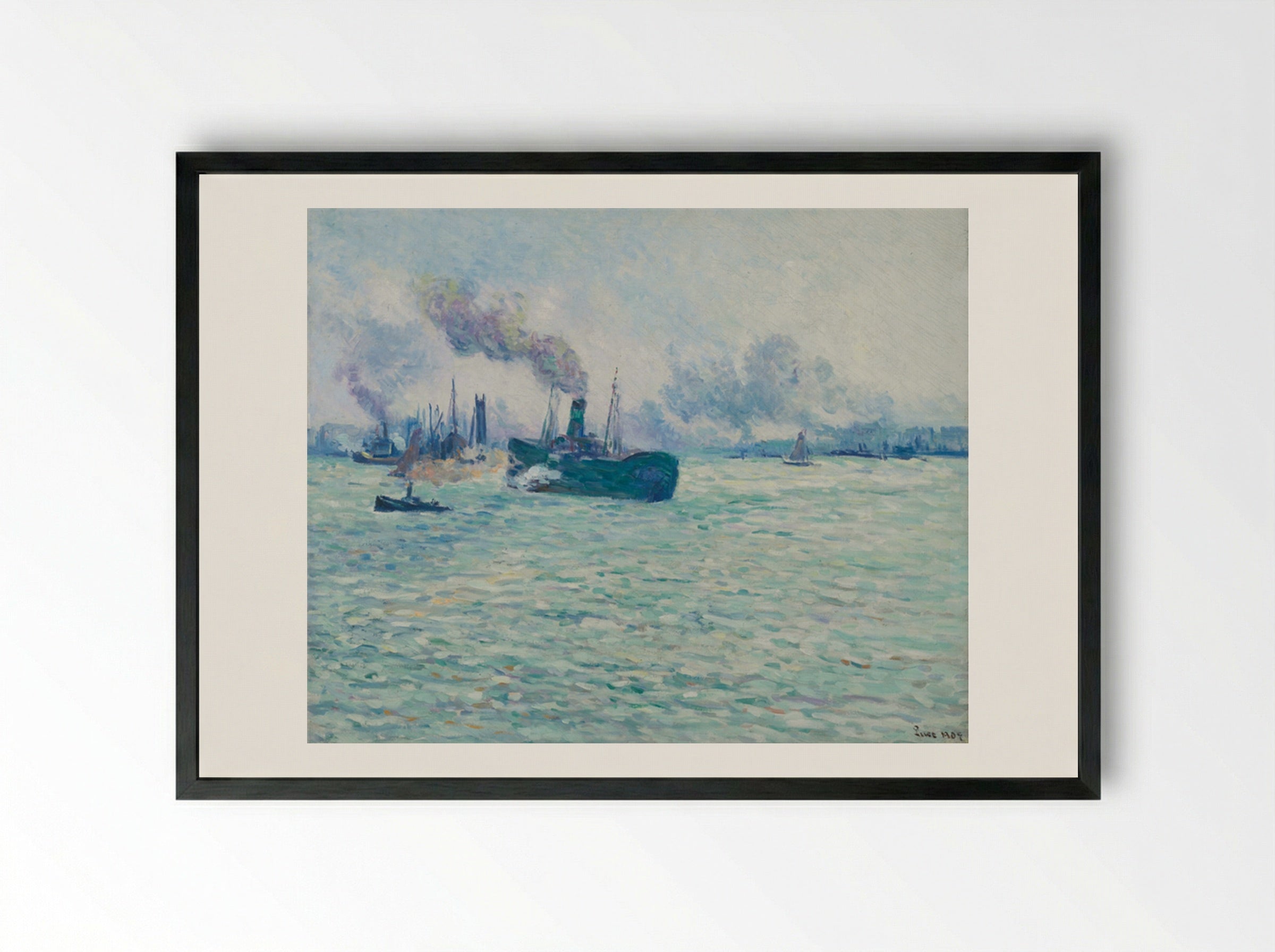 Rotterdam, Scène De Port - Maximilien Luce - Framed Print Black