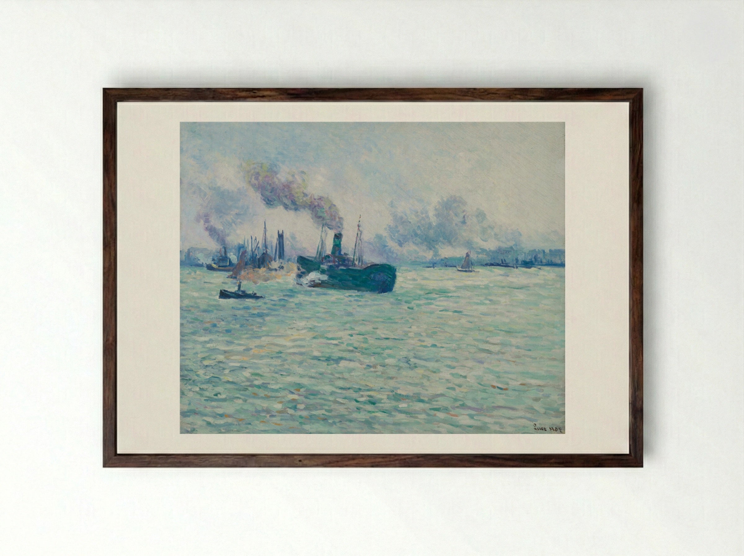 Rotterdam, Scène De Port - Maximilien Luce - Framed Print Dark Wood