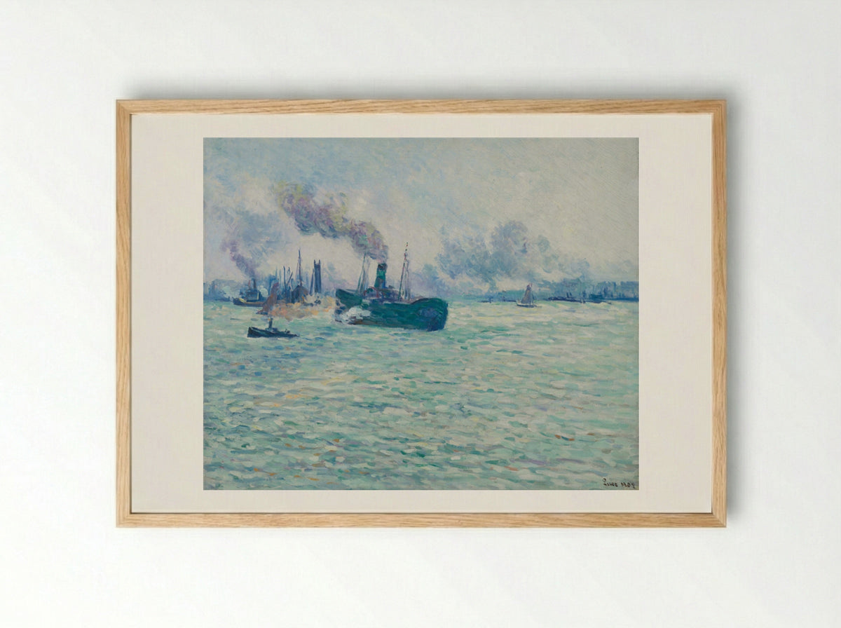 Rotterdam, Scène De Port - Maximilien Luce - Framed Print Wood