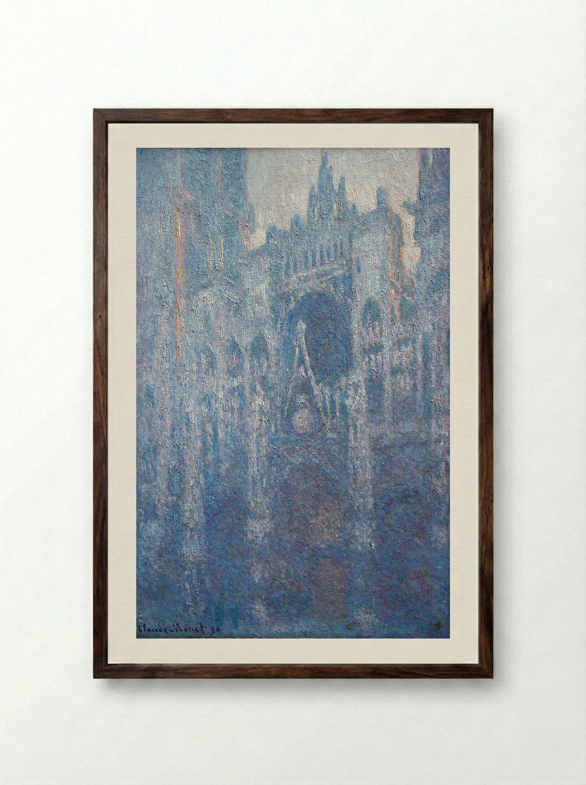 Rouen Cathedral, Clear Day - Claude Monet - Framed Print Dark Wood