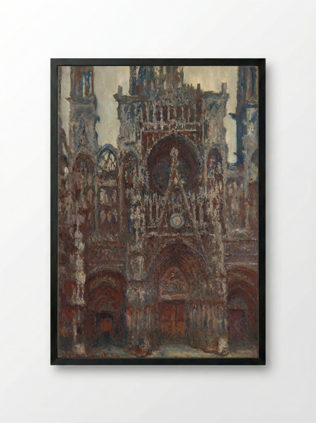 Rouen Cathedral, evening, harmony in brown - Claude Monet - Framed Print Black