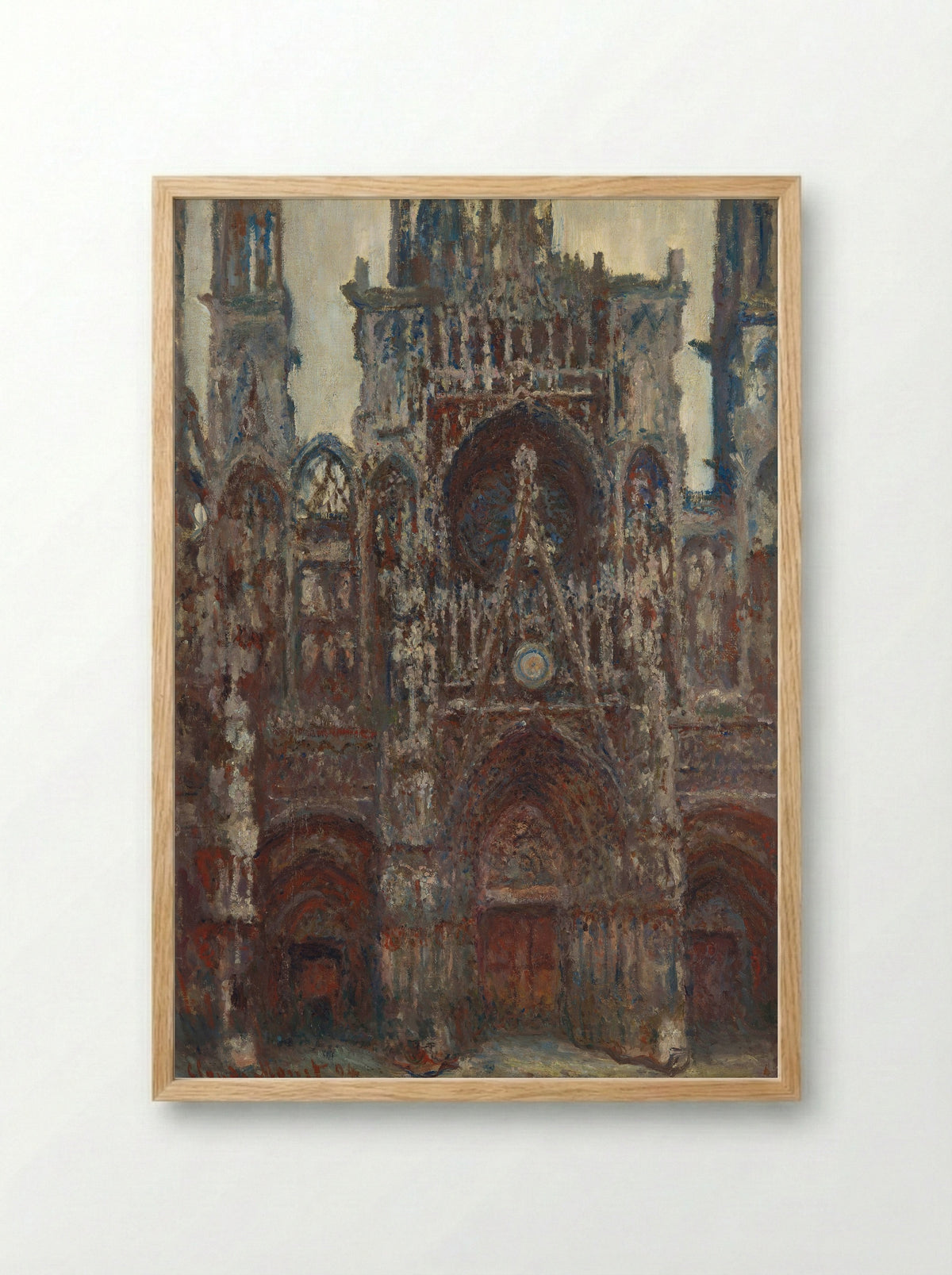 Rouen Cathedral, evening, harmony in brown - Claude Monet - Framed Print Wood