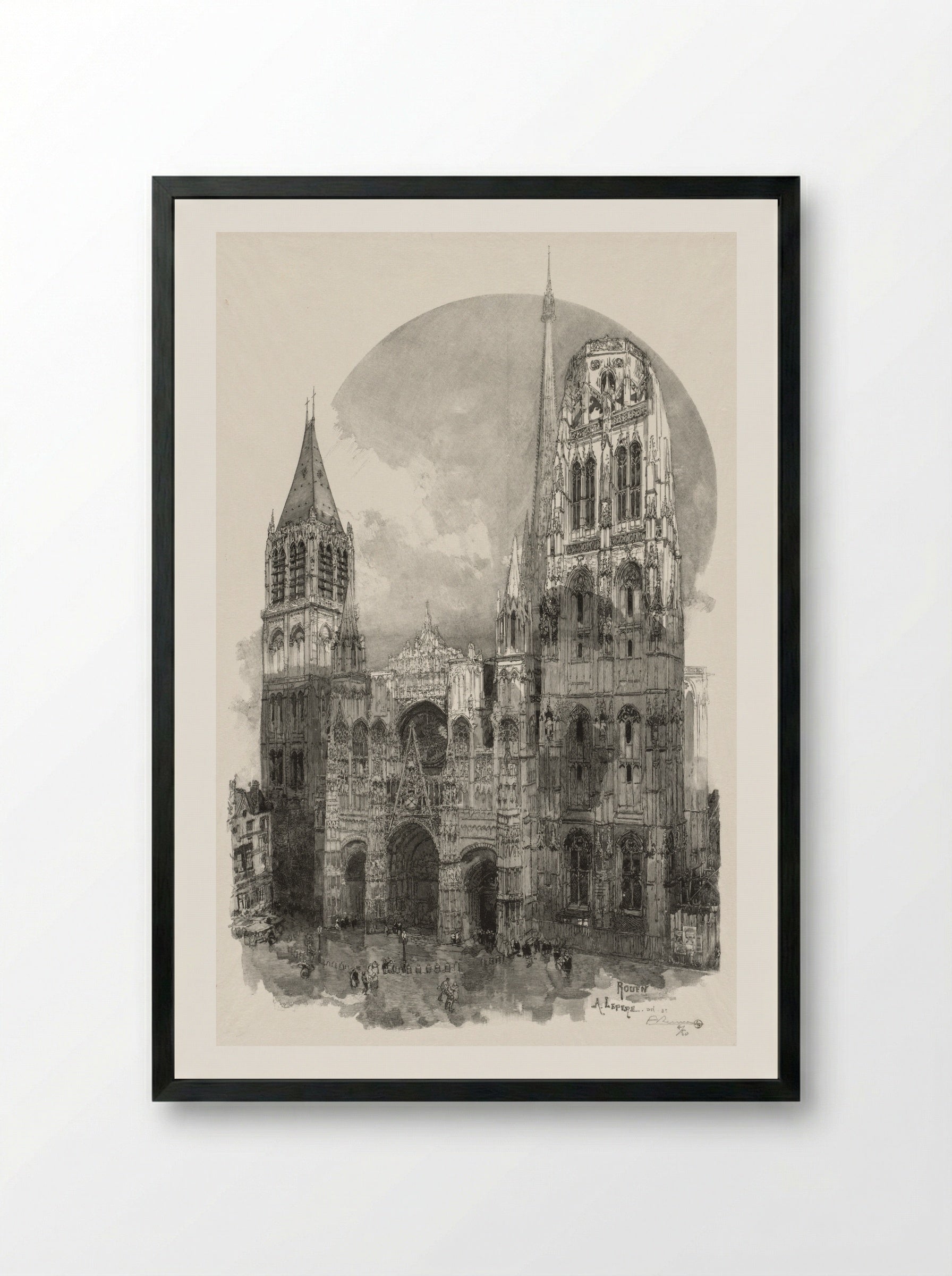 Rouen Illustré: Le Palais de Justice - Auguste Louis Lepère - Framed Print Black