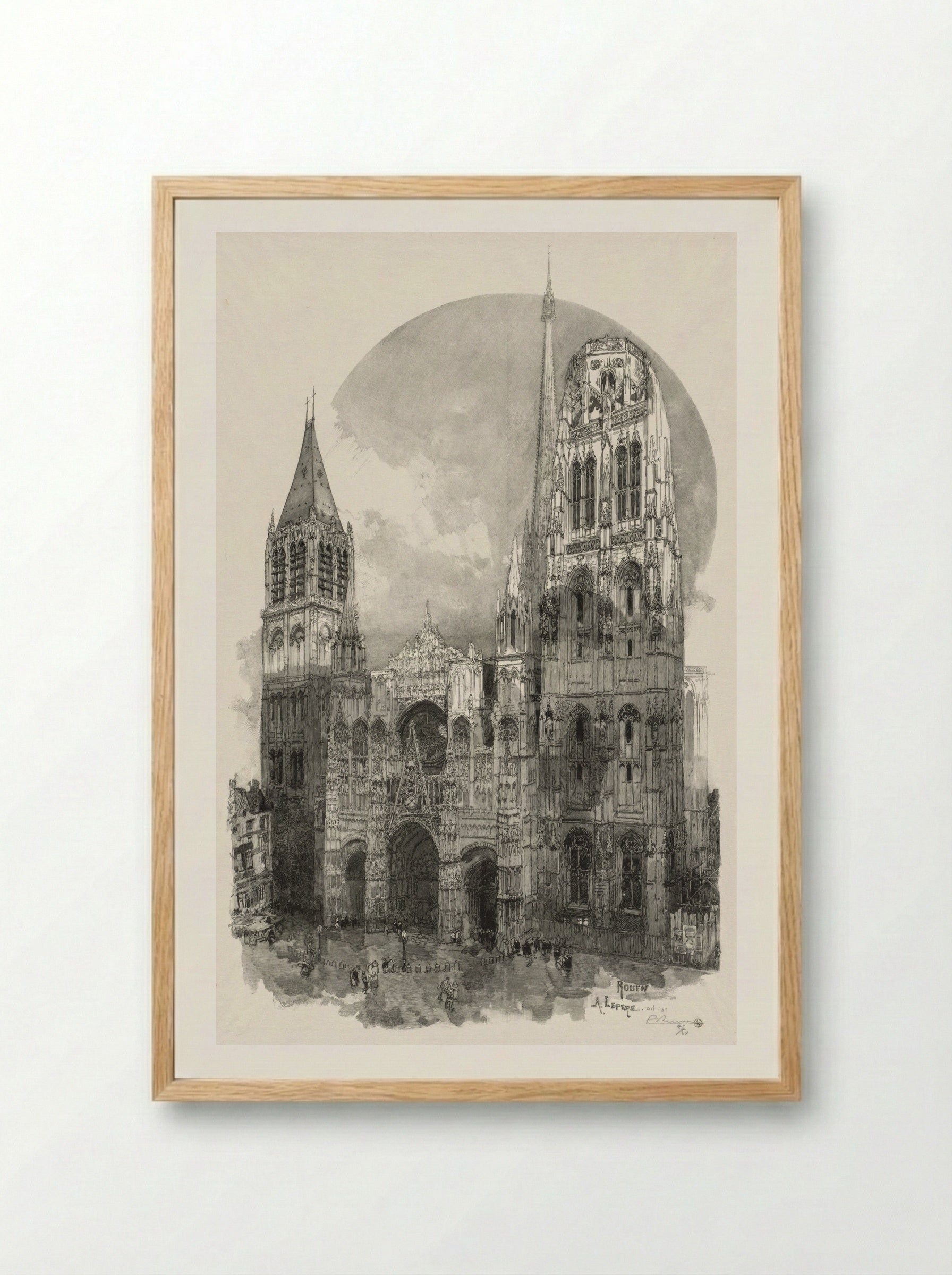 Rouen Illustré: Le Palais de Justice - Auguste Louis Lepère - Framed Print Wood