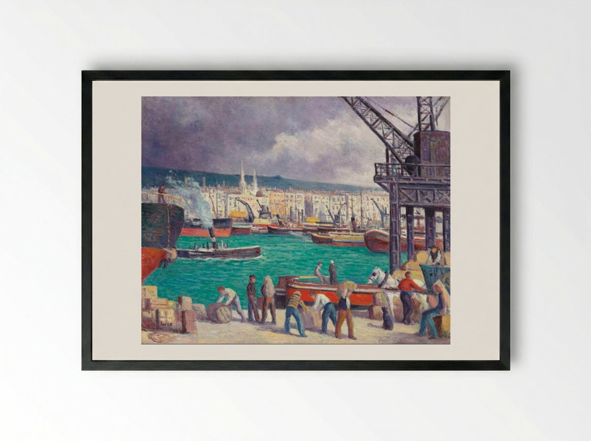Rouen, Le Port - Maximilien Luce - Framed Print Black