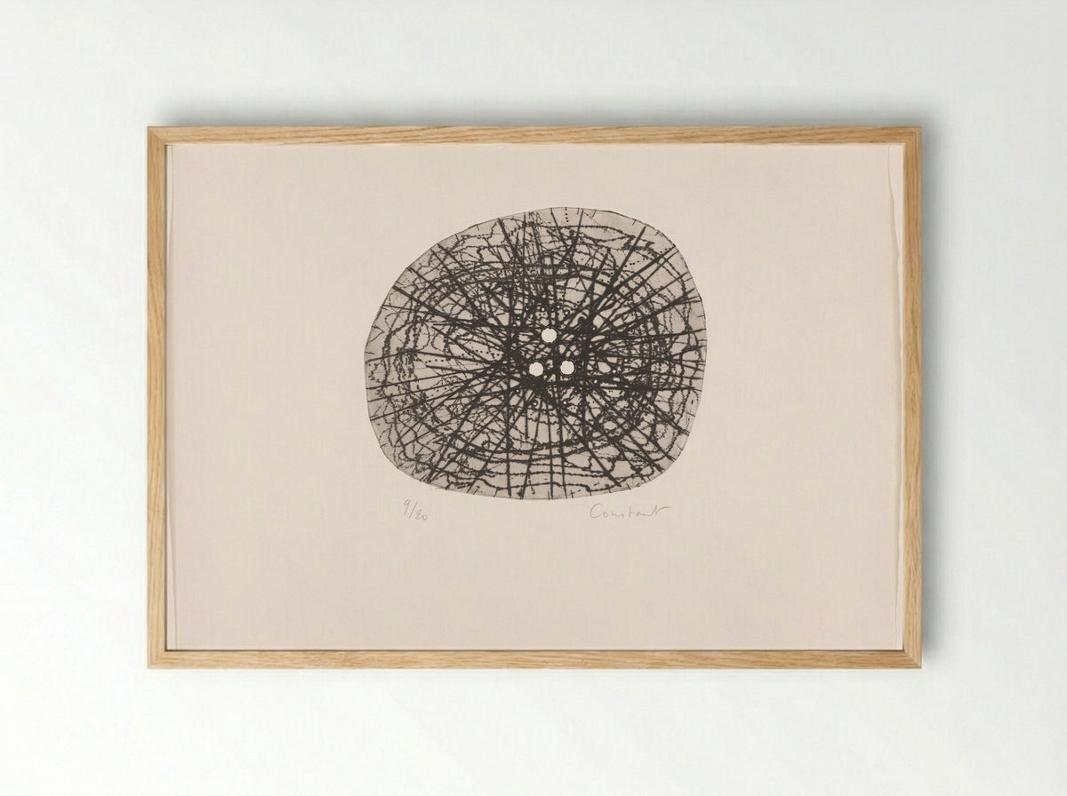 Round shape with 3 little holes - Constant Nieuwenhuys - Framed Print Wood