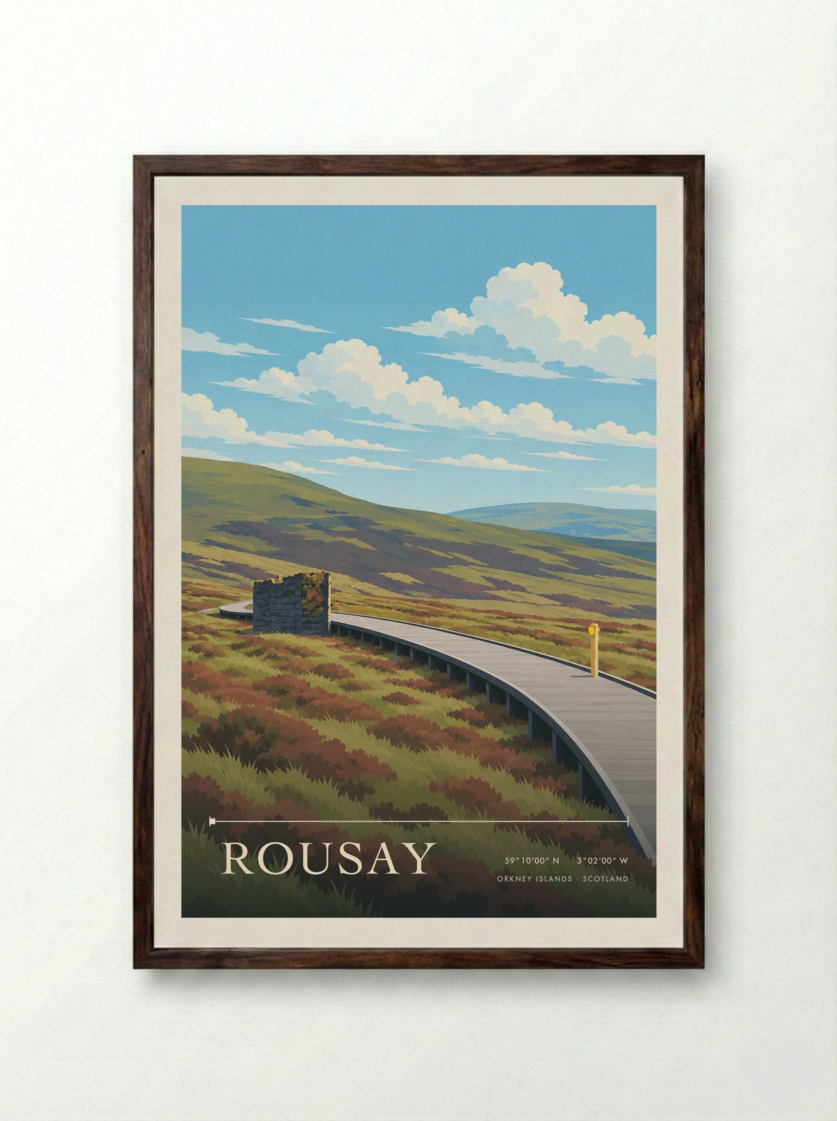 Rousay, Orkney Islands | Travel Poster - Framed Print Dark Wood