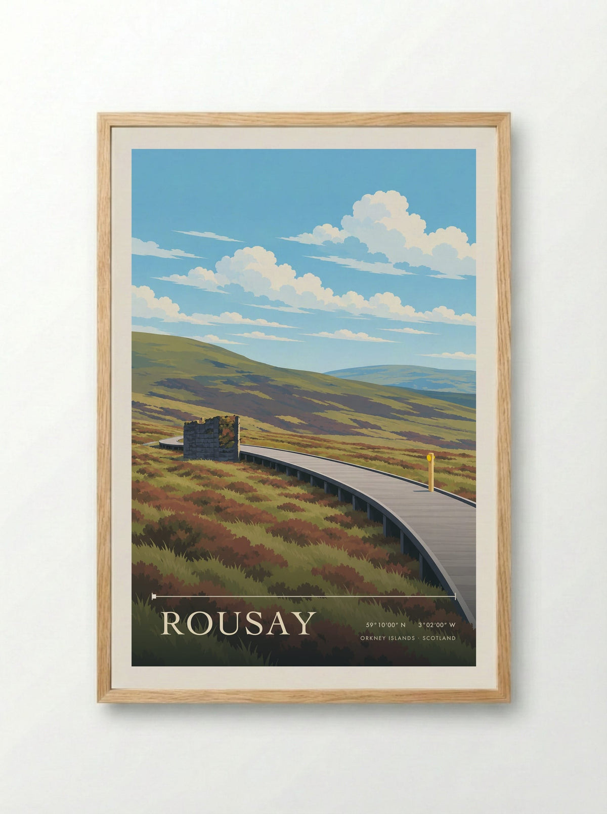 Rousay, Orkney Islands | Travel Poster - Framed Print Wood