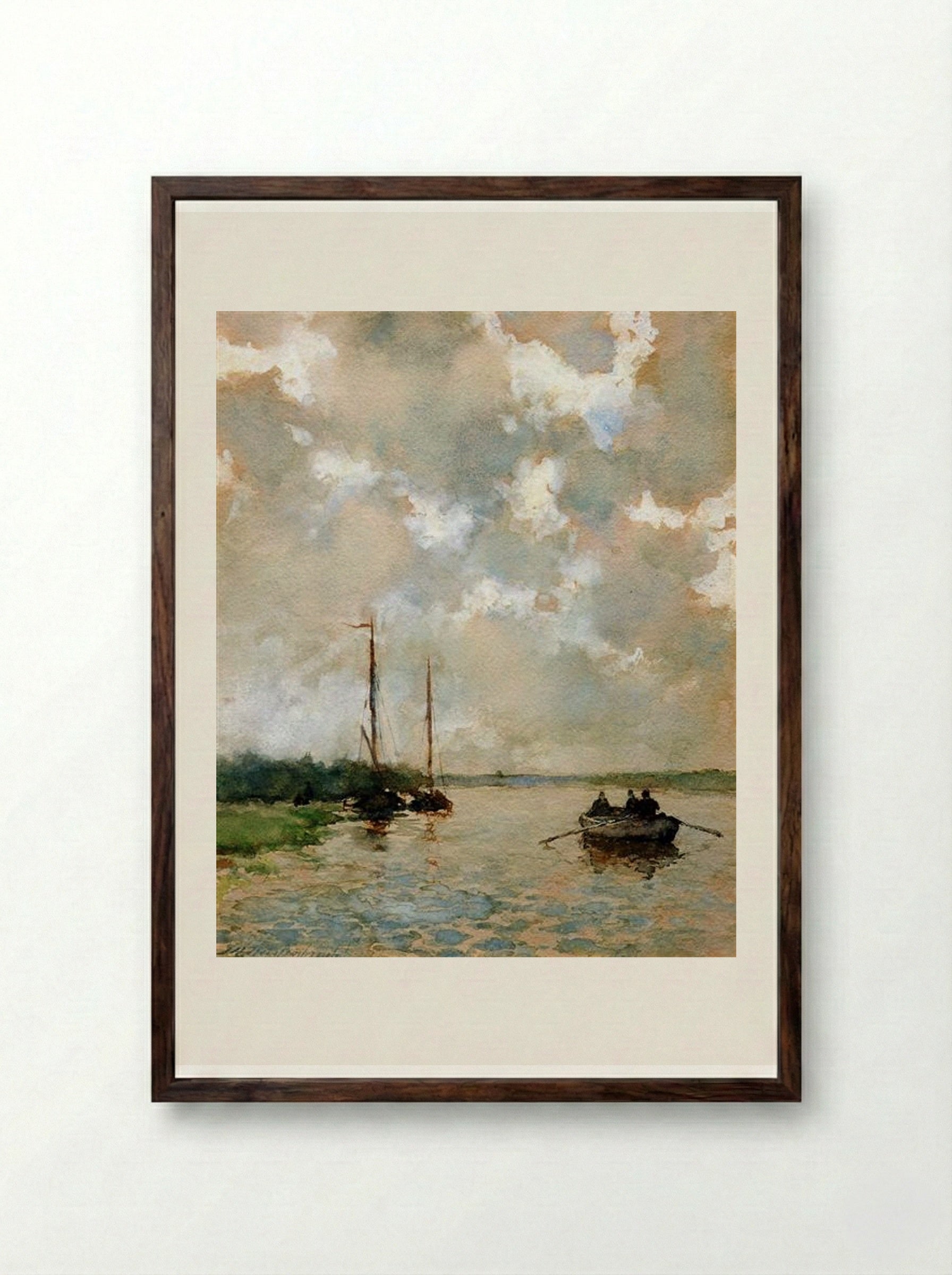 Rowing on the River - Johan Hendrik Weissenbruch - Framed Print Dark Wood