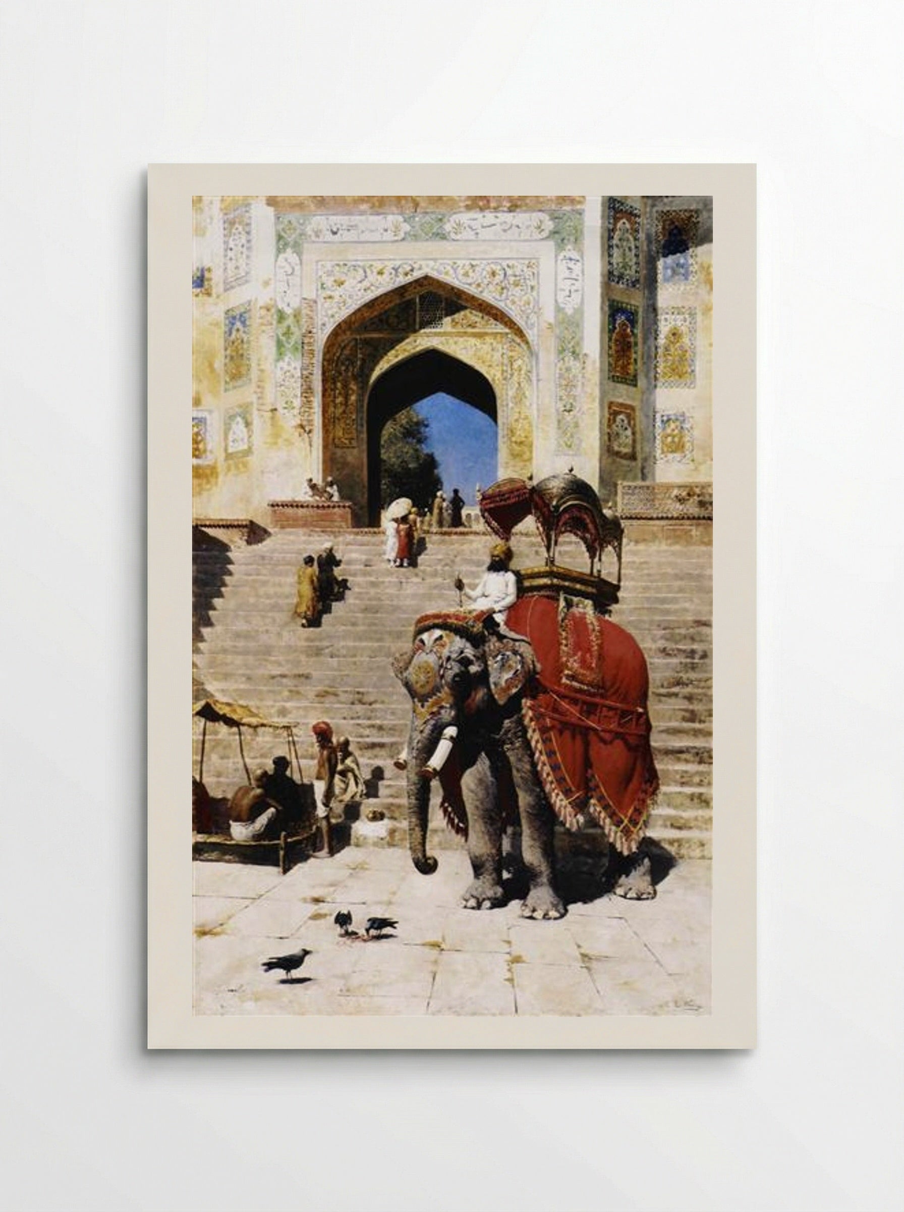 Royal Elephant at the Gateway to the Jami Masjid, Mathura - Edwin Lord Weeks - Poster