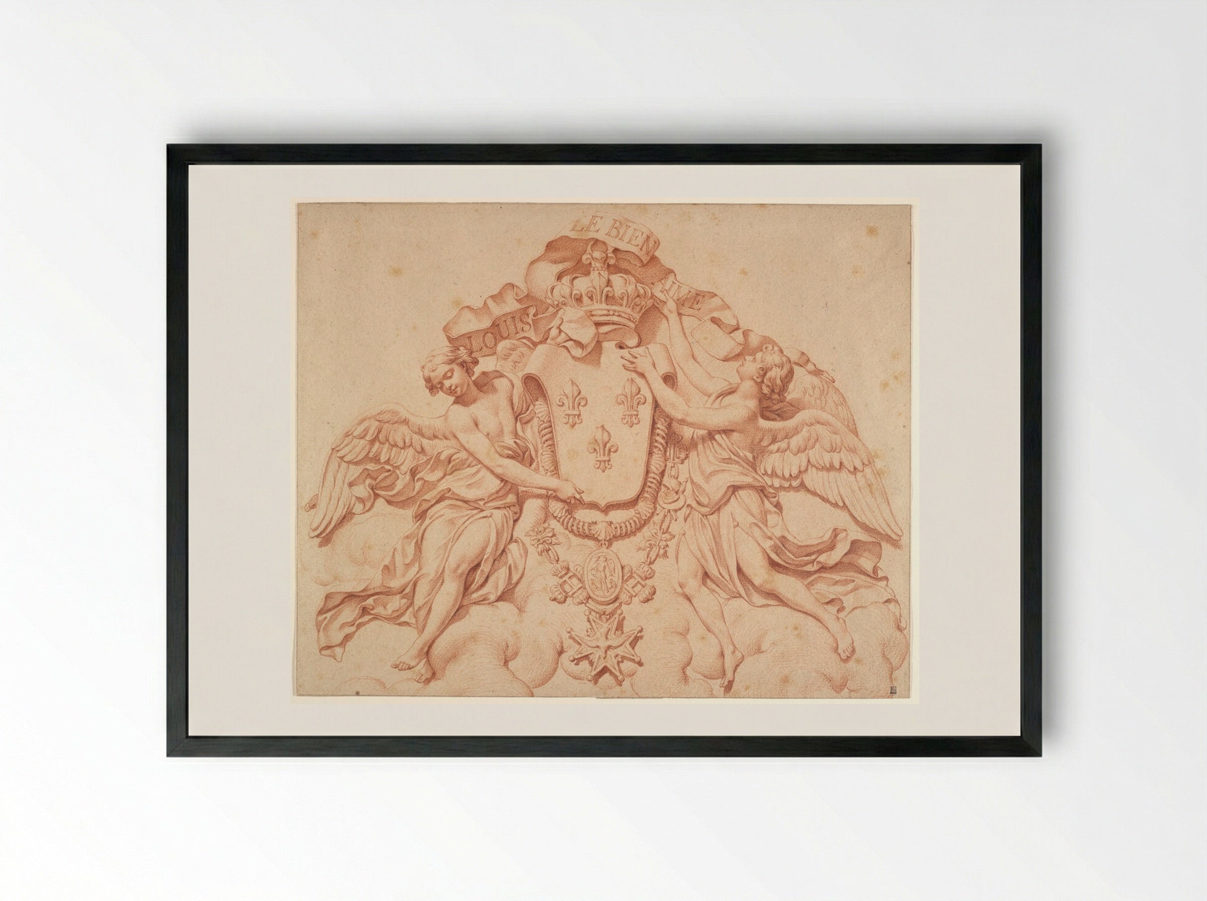 Royal Escutcheon of France - Augustin Pajou - Framed Print Black