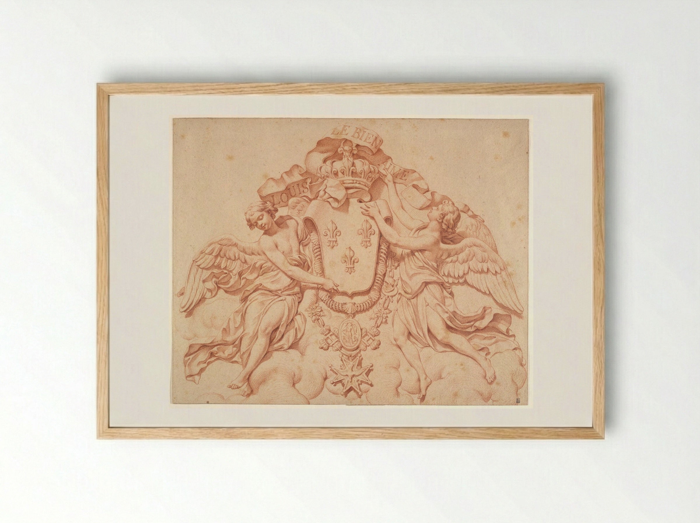 Royal Escutcheon of France - Augustin Pajou - Framed Print Wood