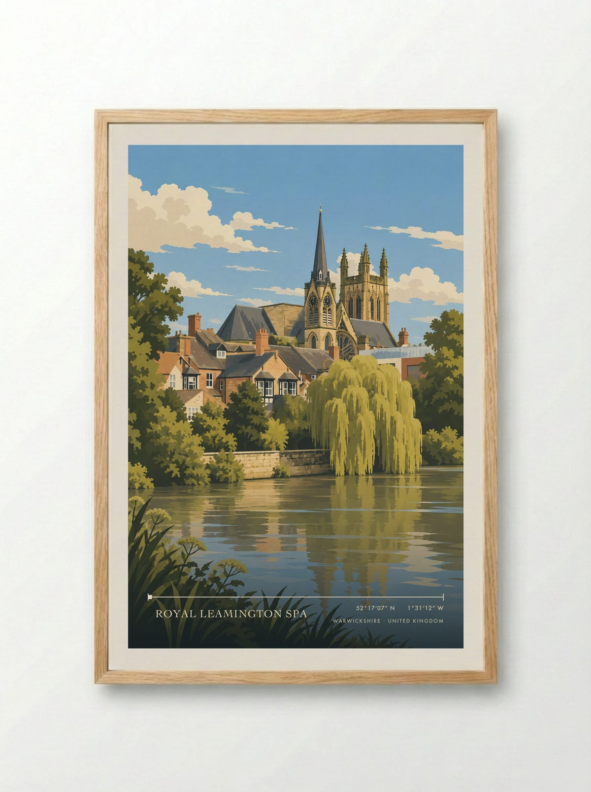 Royal Leamington Spa, Warwickshire | Travel Poster - Framed Print Wood