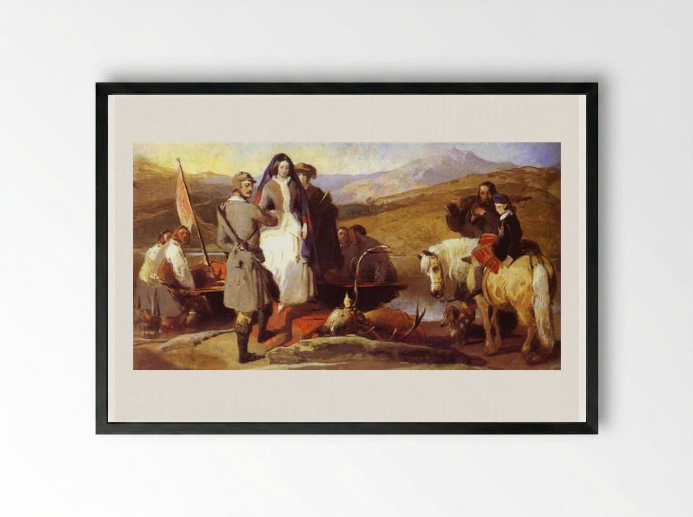 Royal Sports on Hill and Loch - Edwin Henry Landseer - Framed Print Black