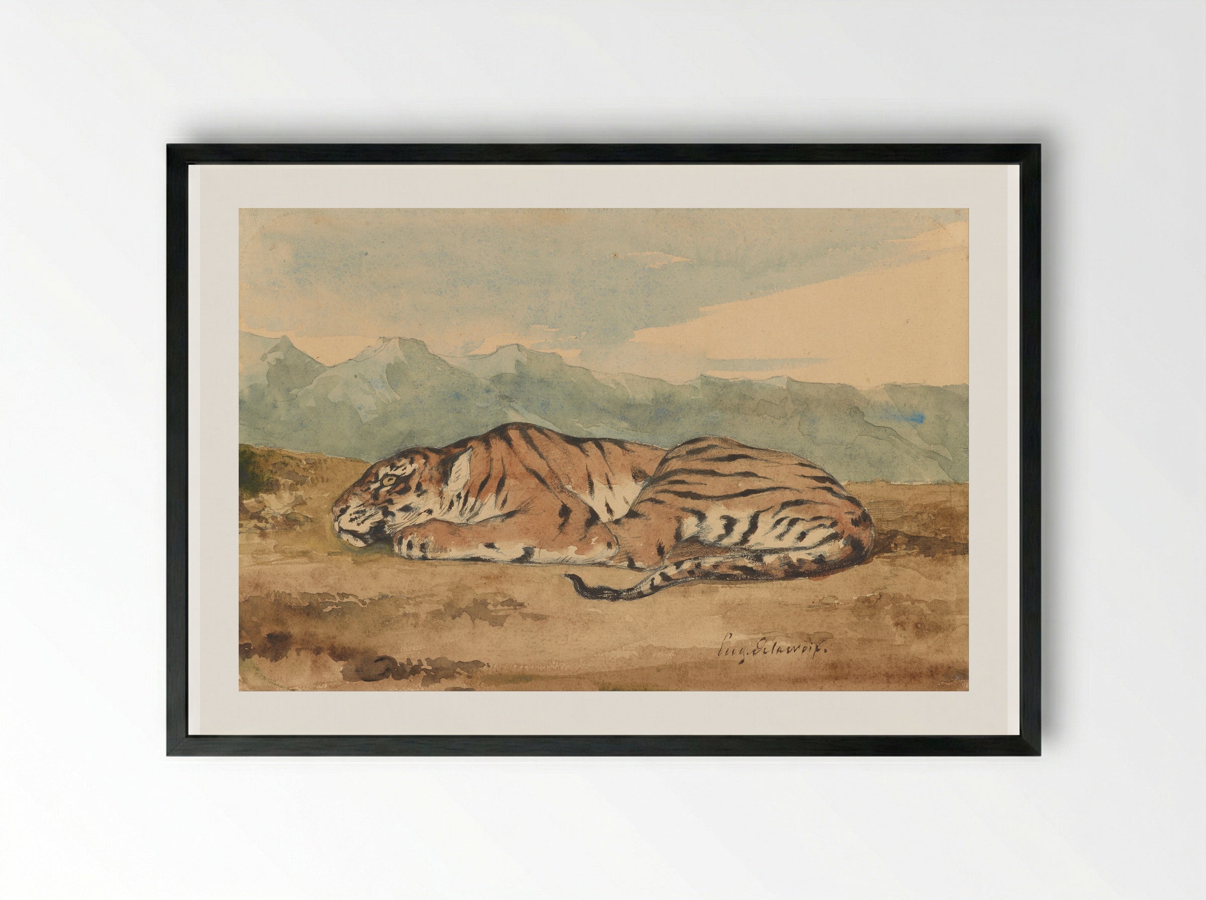 Royal Tiger - Ferdinand-Victor-Eugène Delacroix - Framed Print Black