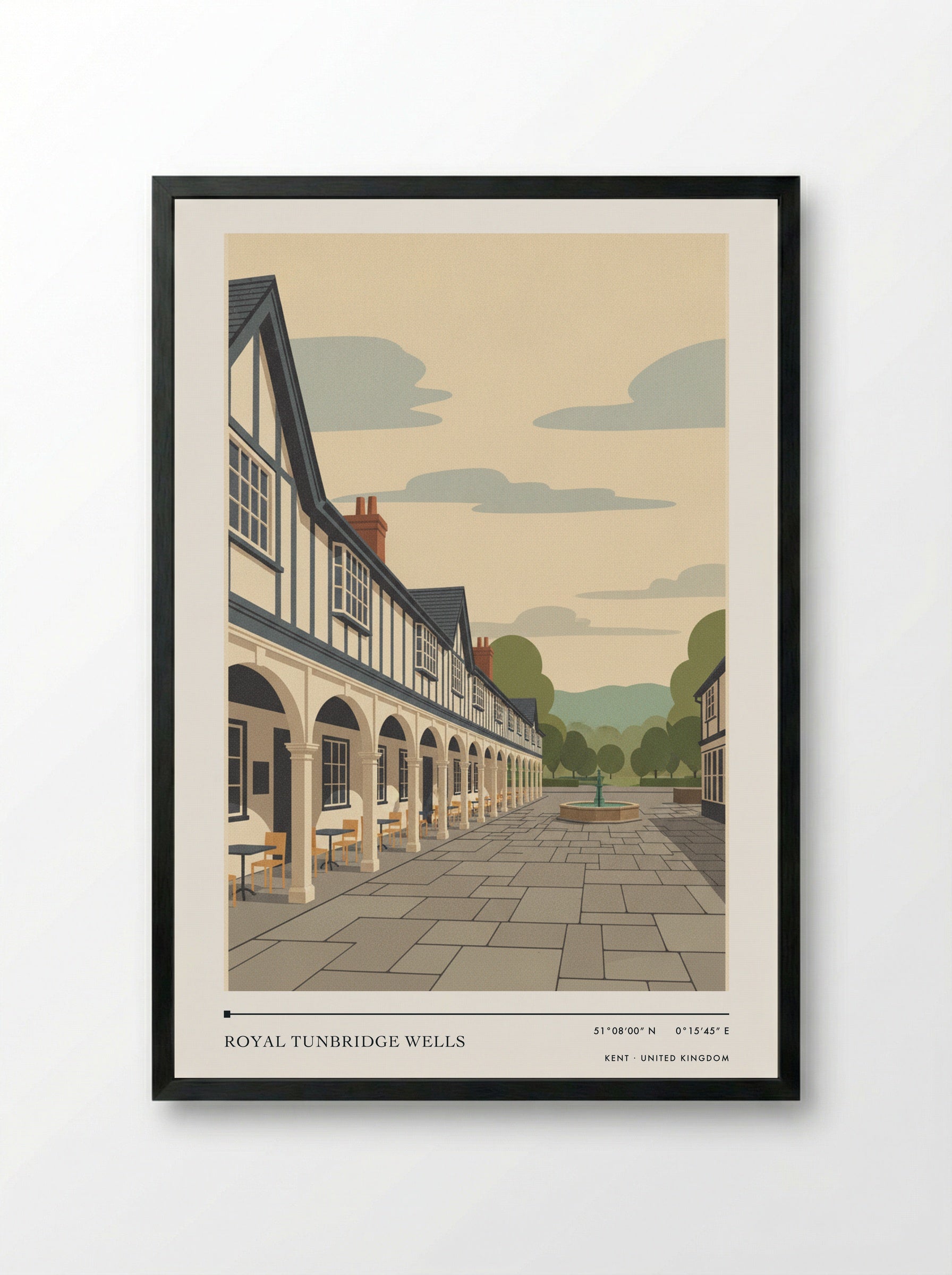 Royal Tunbridge Wells Kent United Kingdom Travel Poster - Framed Print Black