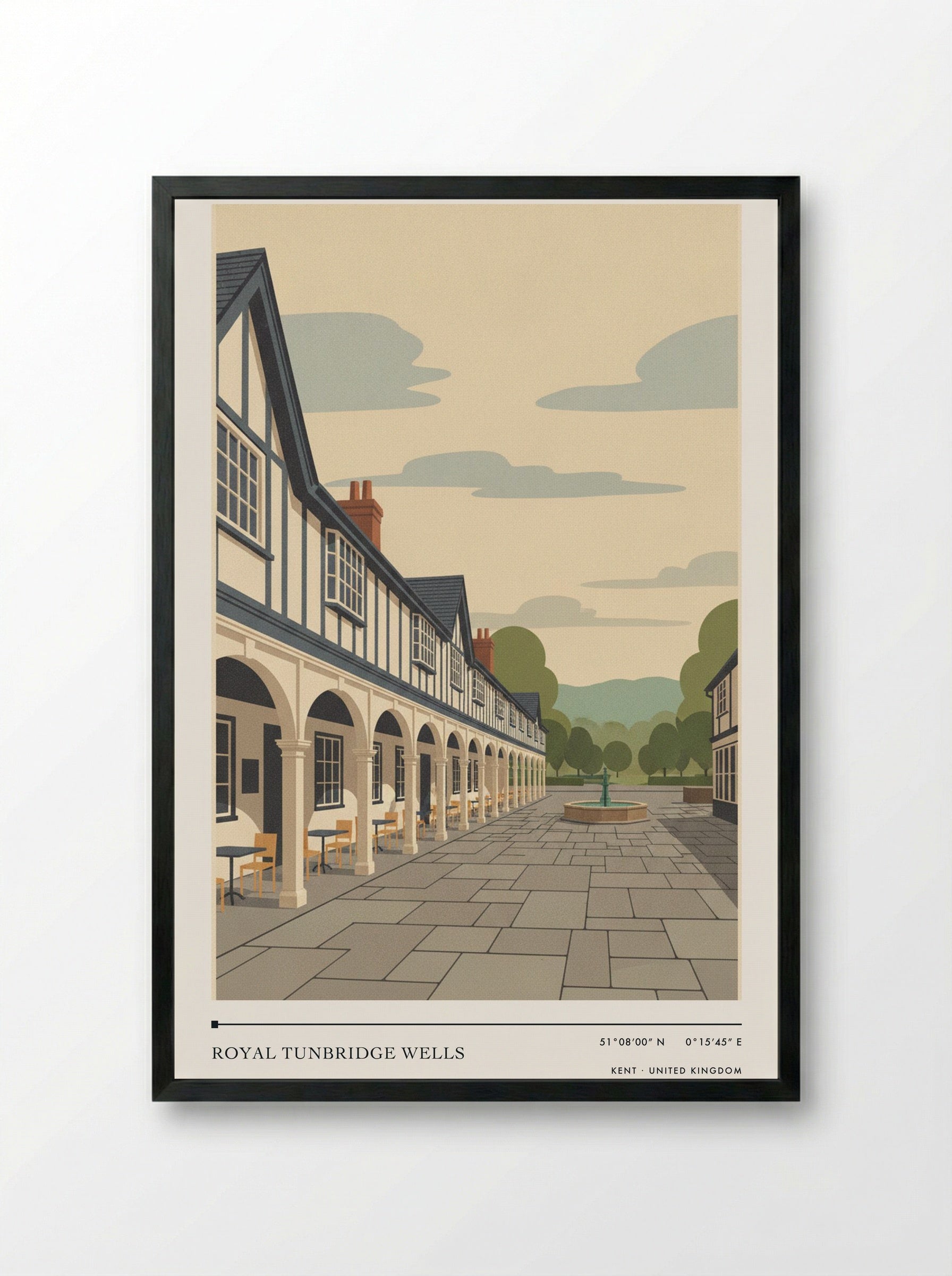 Royal Tunbridge Wells Kent United Kingdom Travel Poster - Framed Print Black