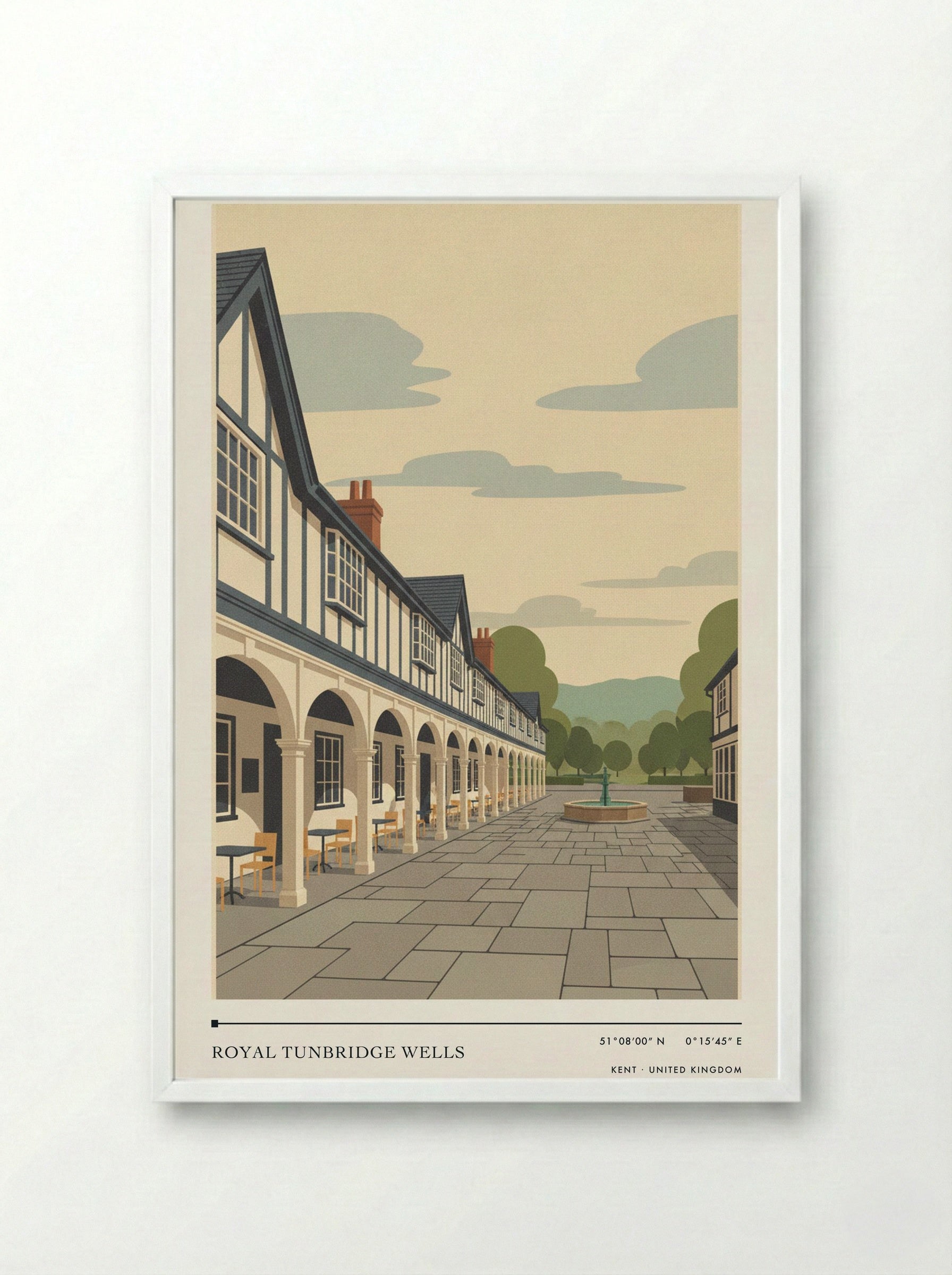 Royal Tunbridge Wells Kent United Kingdom Travel Poster - Framed Print White