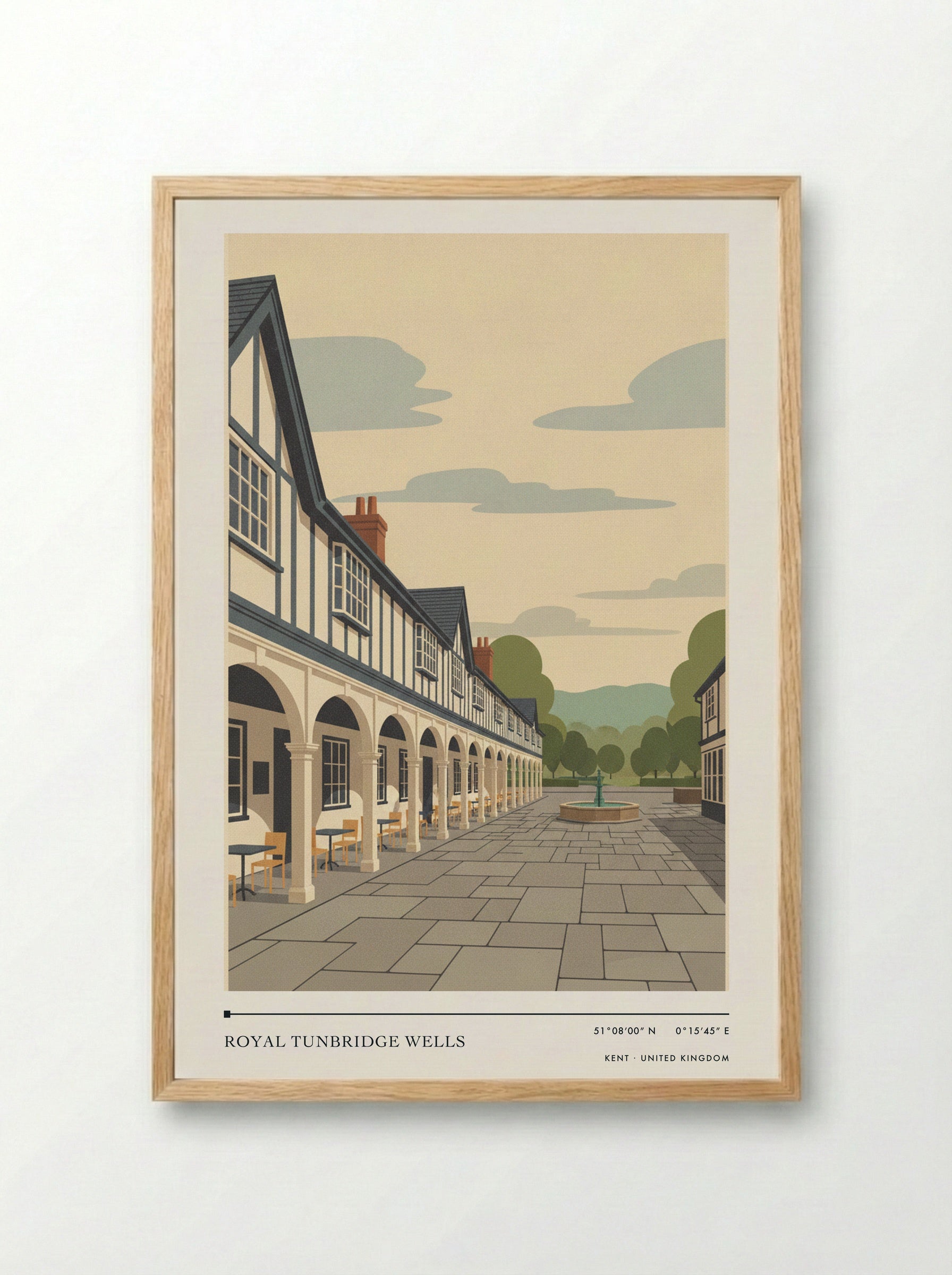 Royal Tunbridge Wells Kent United Kingdom Travel Poster - Framed Print Wood