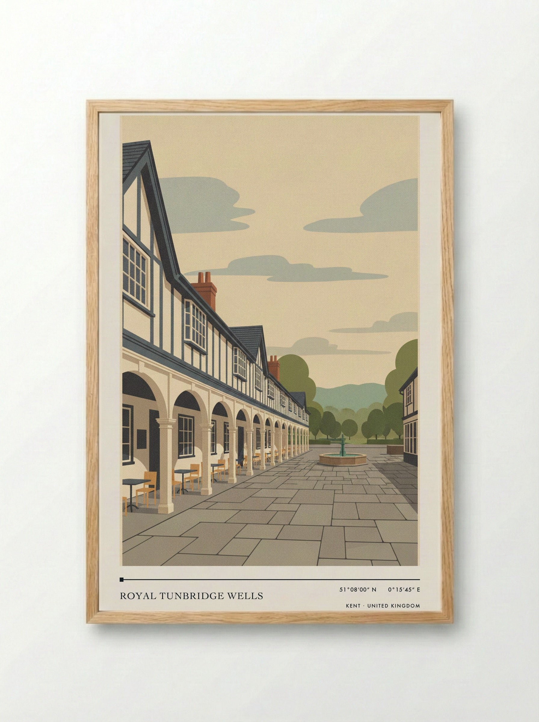 Royal Tunbridge Wells Kent United Kingdom Travel Poster - Framed Print Wood