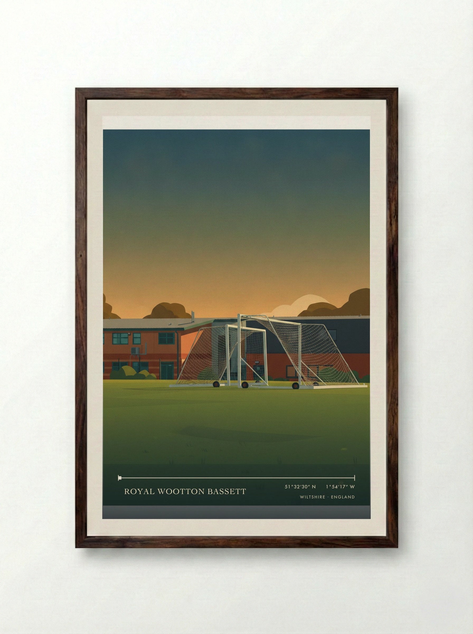 Royal Wootton Bassett Wiltshire England Travel Poster - Framed Print Dark Wood