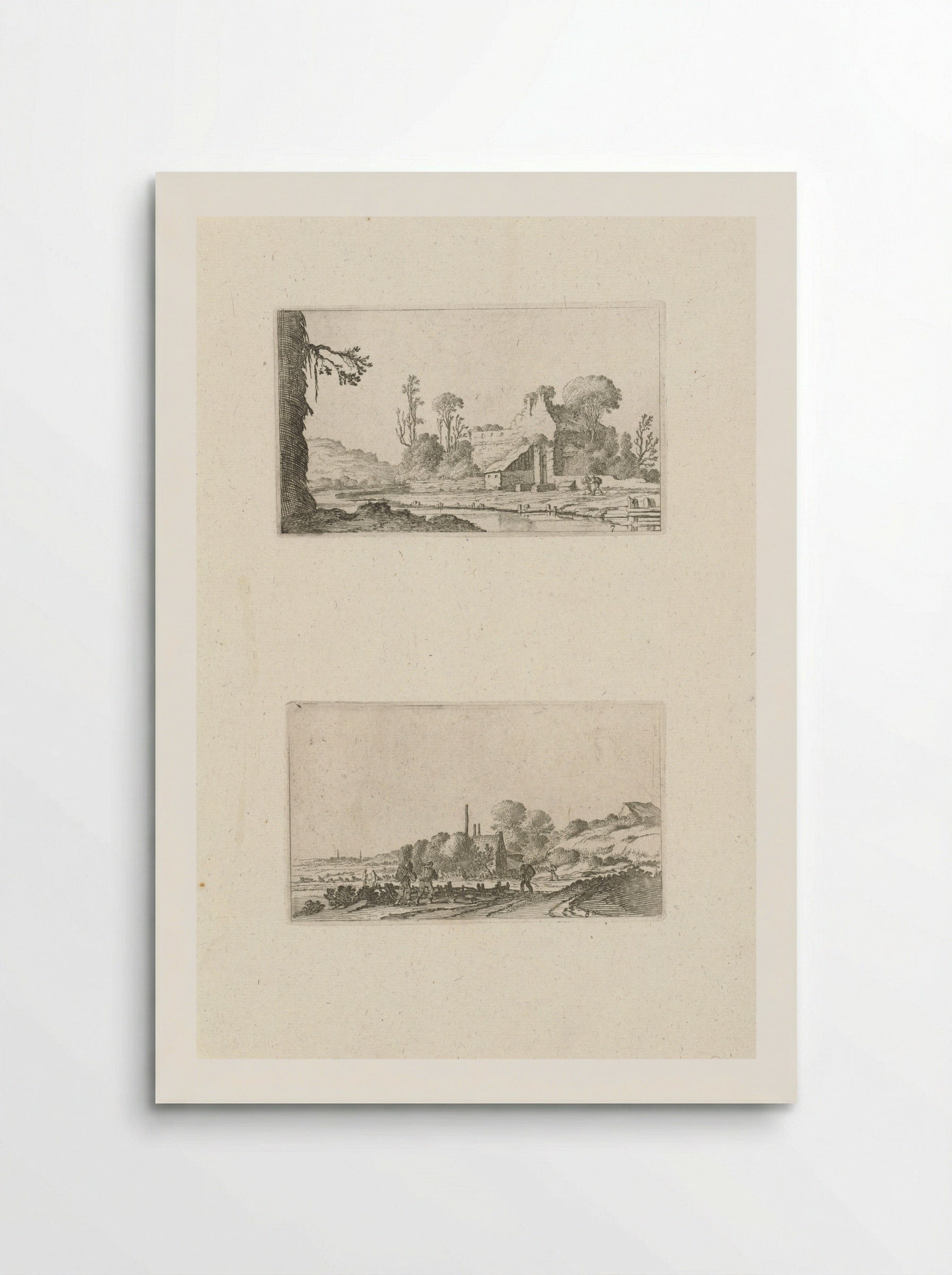 Ruïne omgebouwd tot boerderij en wandelaars in de duinen - Gillis van Scheyndel (I) - Poster