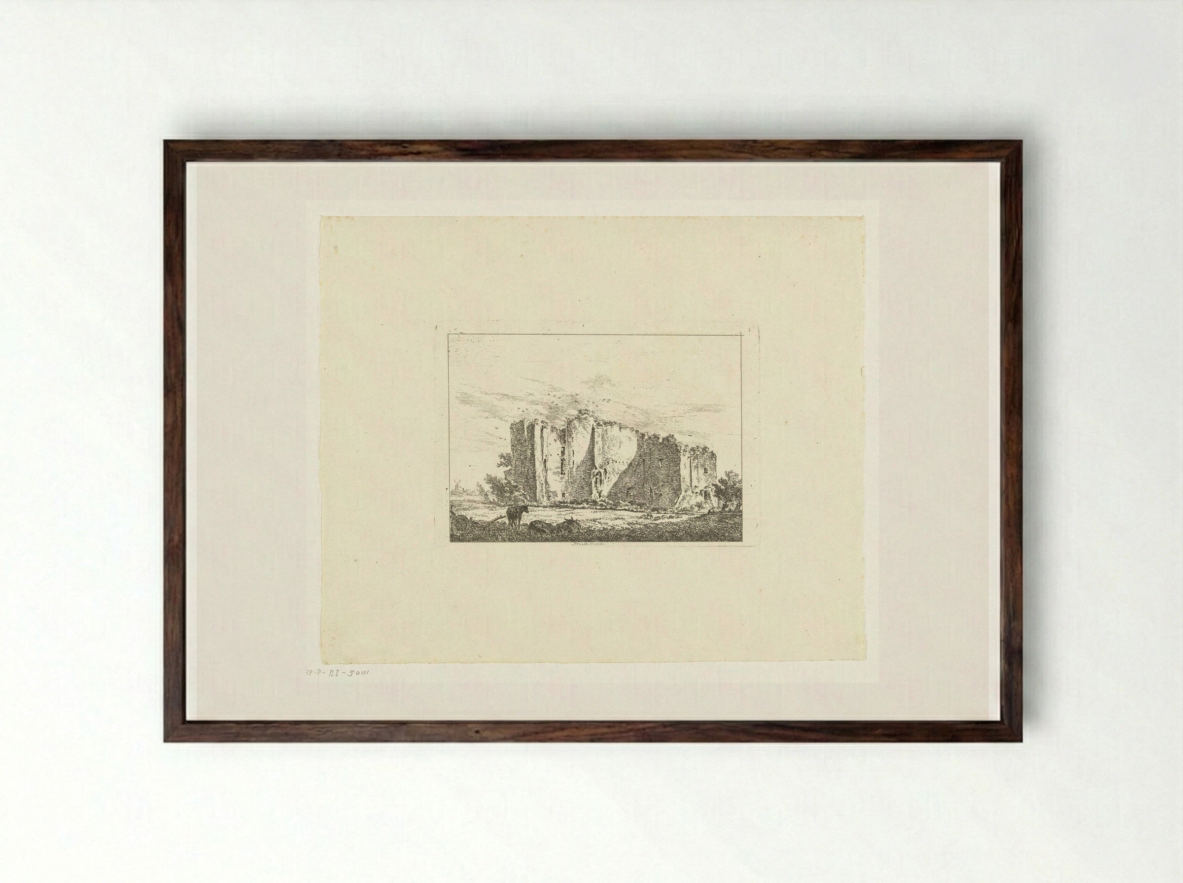 Ruïne van Brederode - Hermanus van Brussel - Framed Print Dark Wood