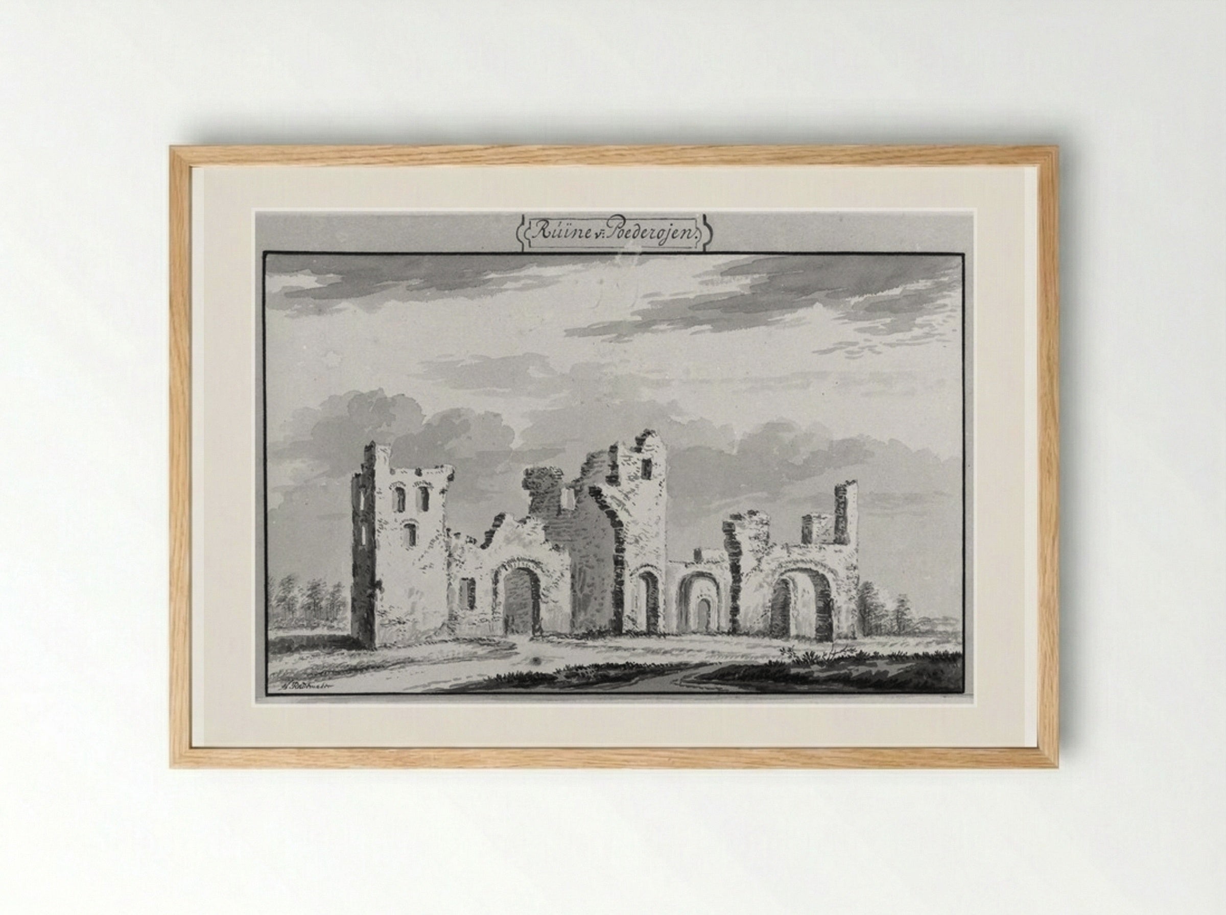 Ruïne van Poederoijen - Abraham Rademaker - Framed Print Wood