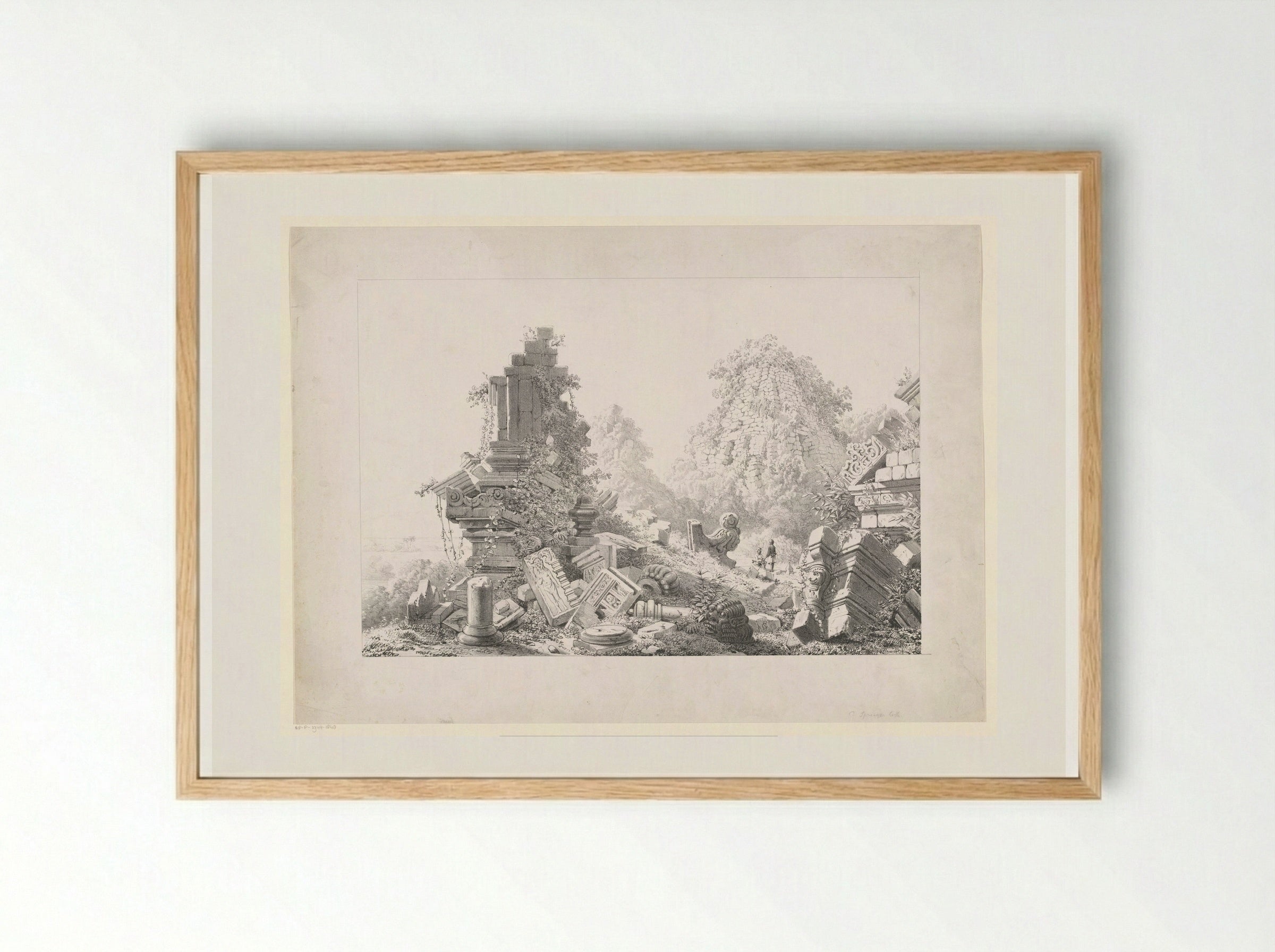 Ruïne van Tjandi Lora Djongrang - Cornelis Springer - Framed Print Wood