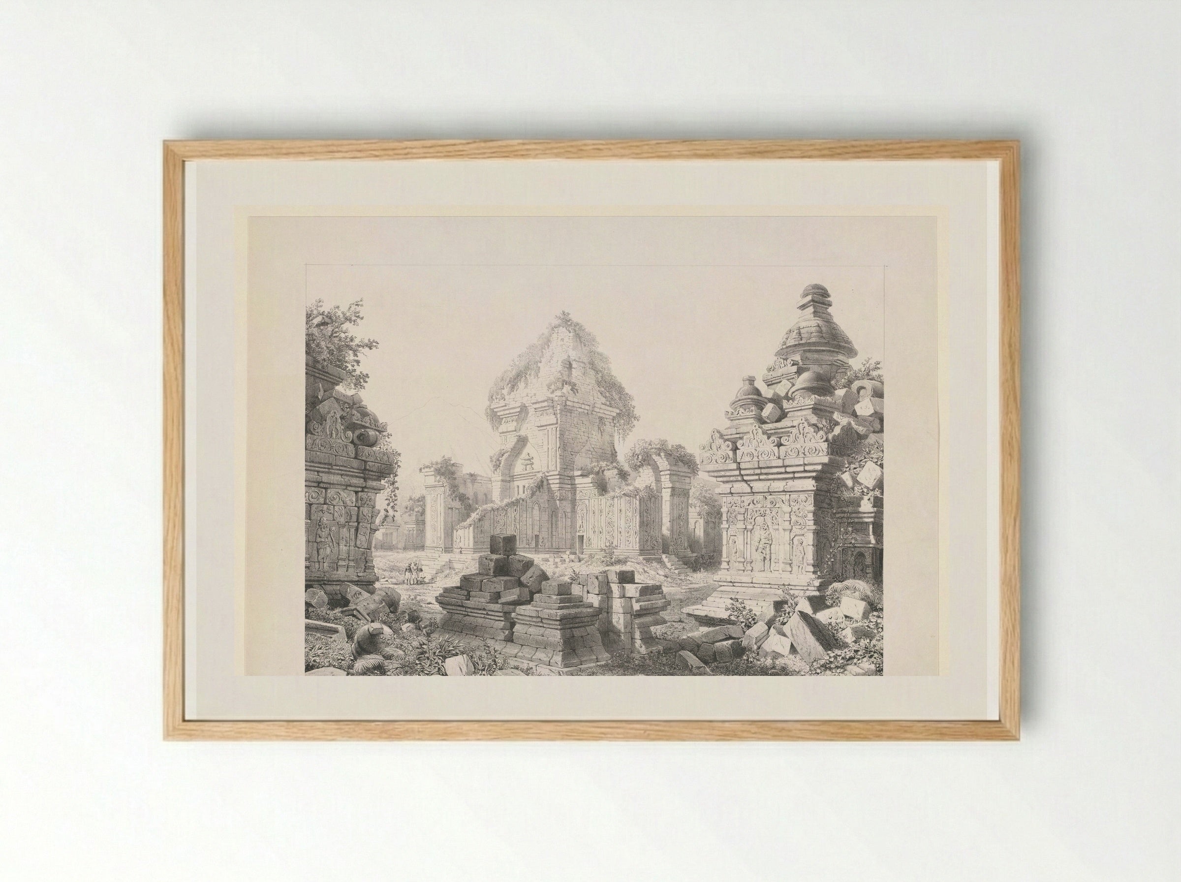 Ruïne van Tjandi Sewoe - Cornelis Springer - Framed Print Wood
