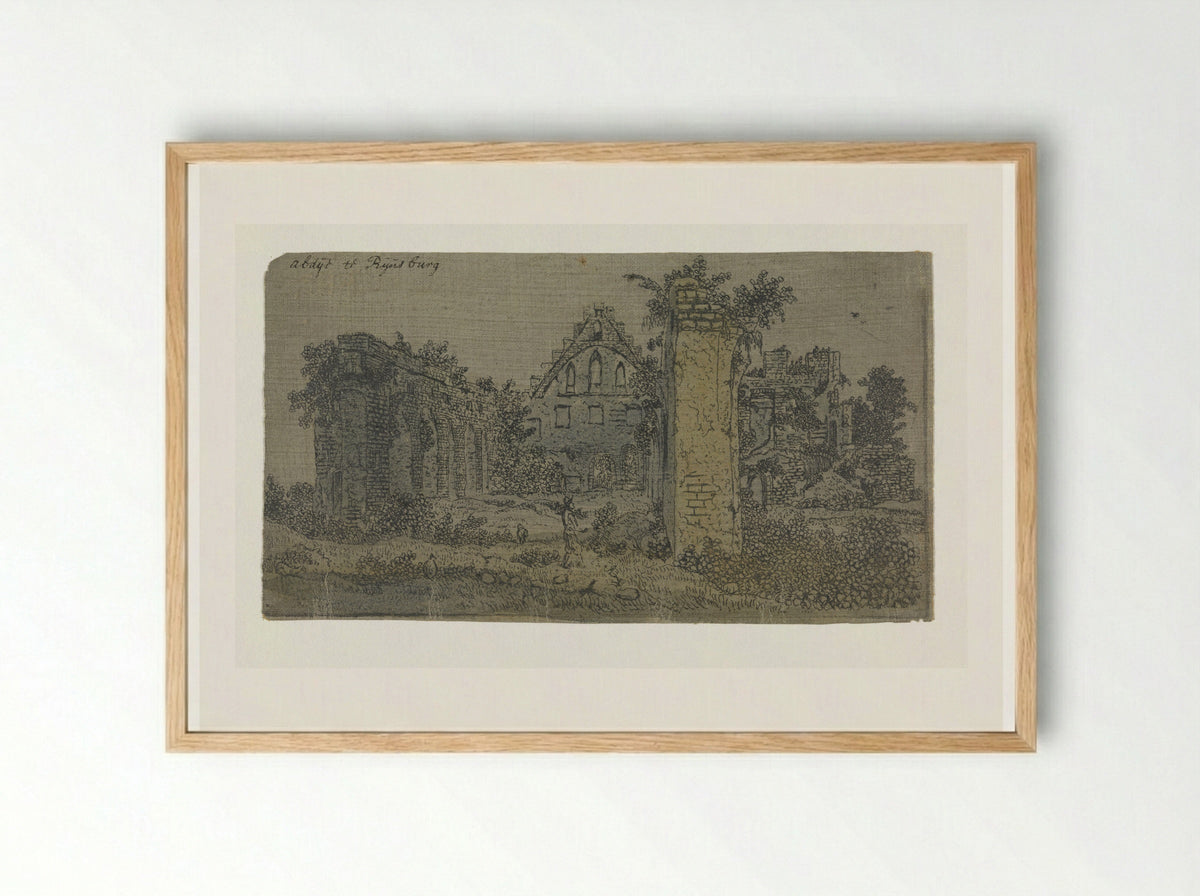 Ruïne van de abdij van Rijnsburg, kleine versie - Hercules Segers - Framed Print Wood