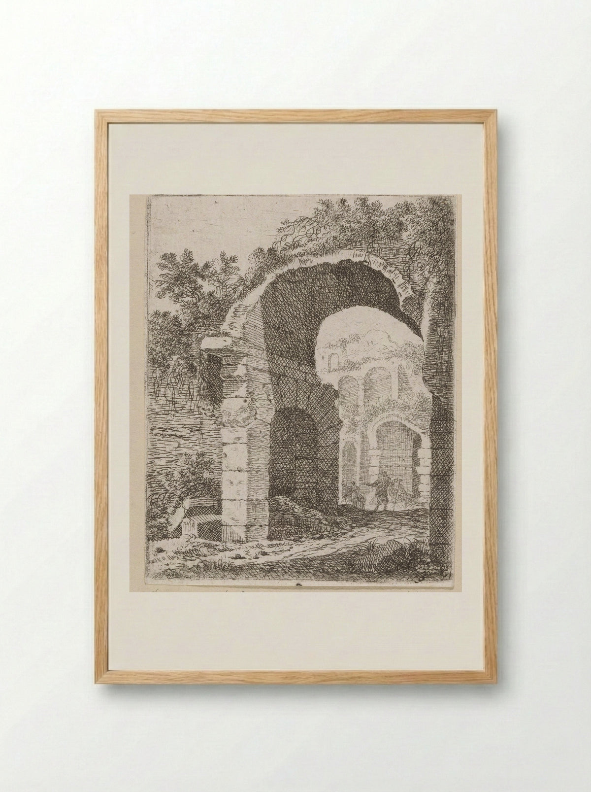 Ruïne van een portico - Johann Franz Ermels - Framed Print Wood