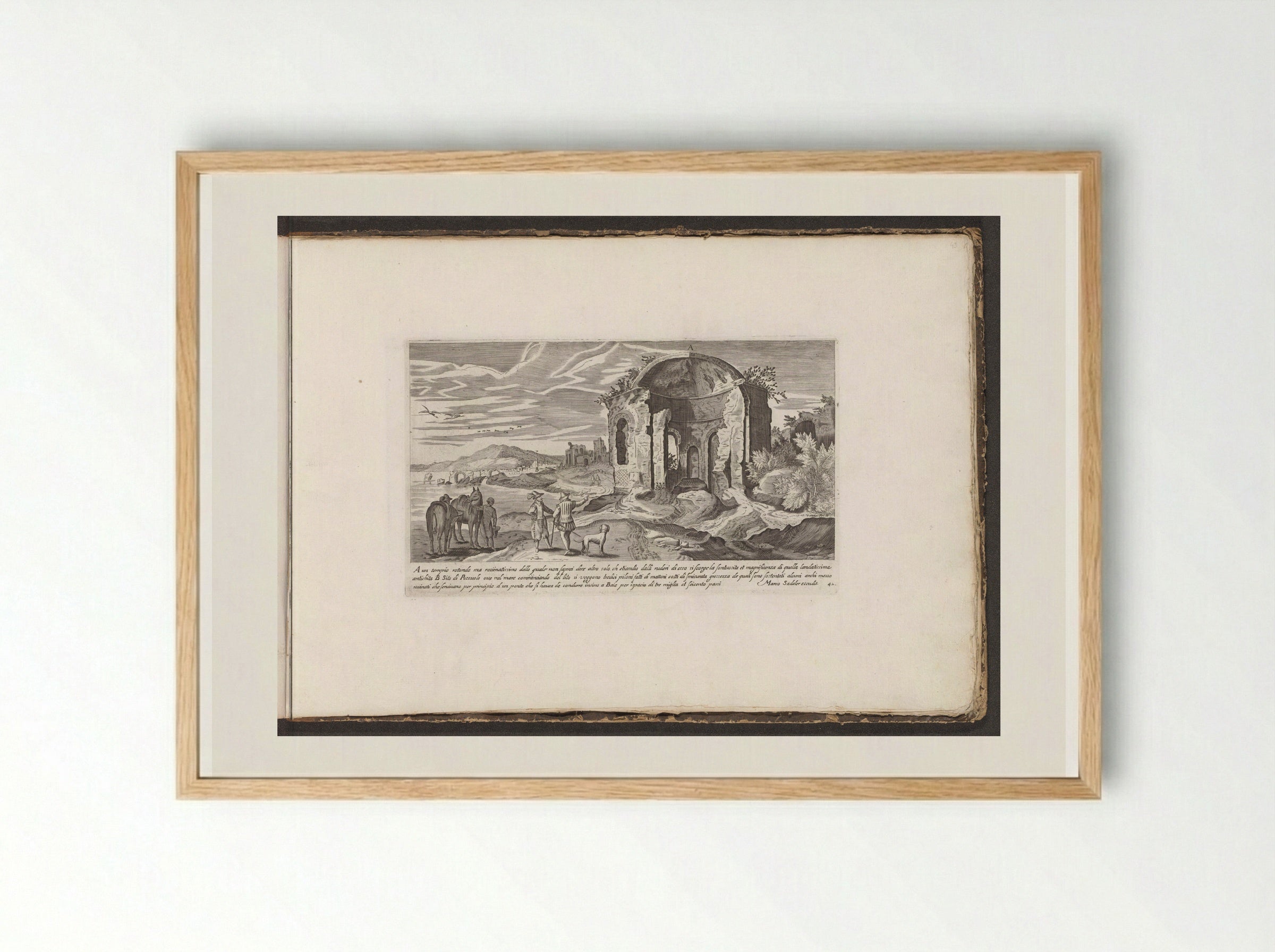 Ruïne van een tempel bij Pozzuoli - Giovanni Giacomo de' Rossi - Framed Print Wood