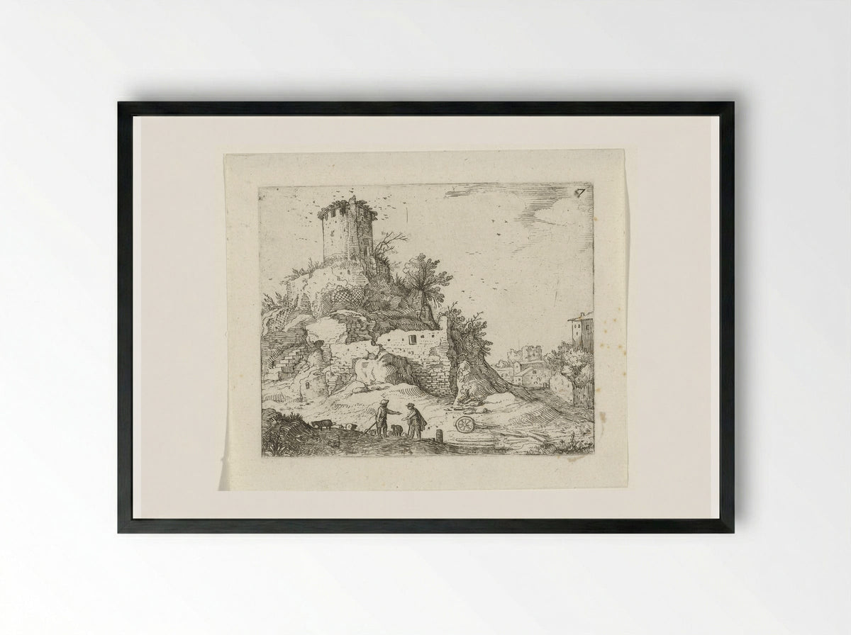 Ruïne van een toren - Guilliam van Nieulandt (II) - Framed Print Black