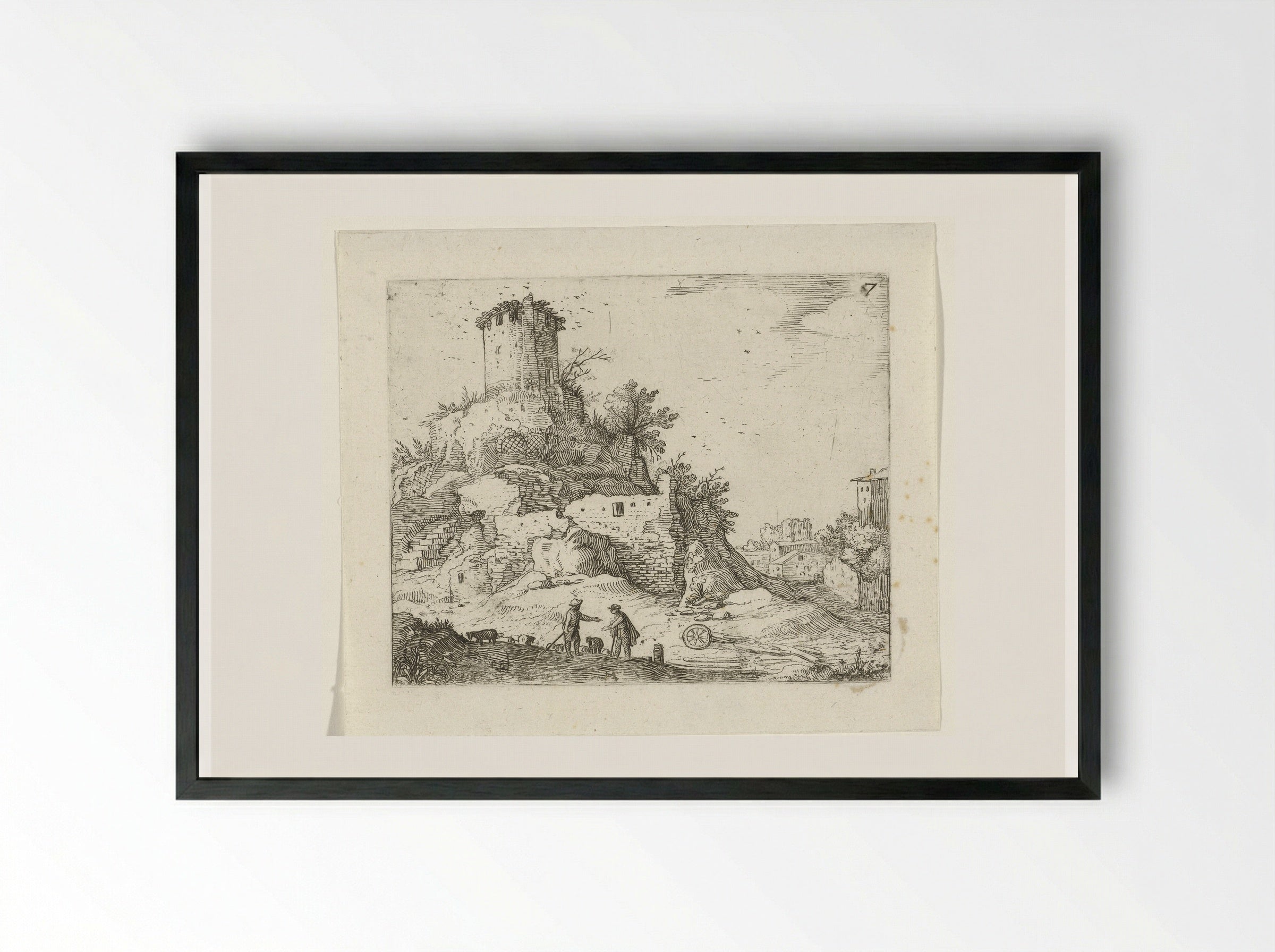 Ruïne van een toren - Guilliam van Nieulandt (II) - Framed Print Black