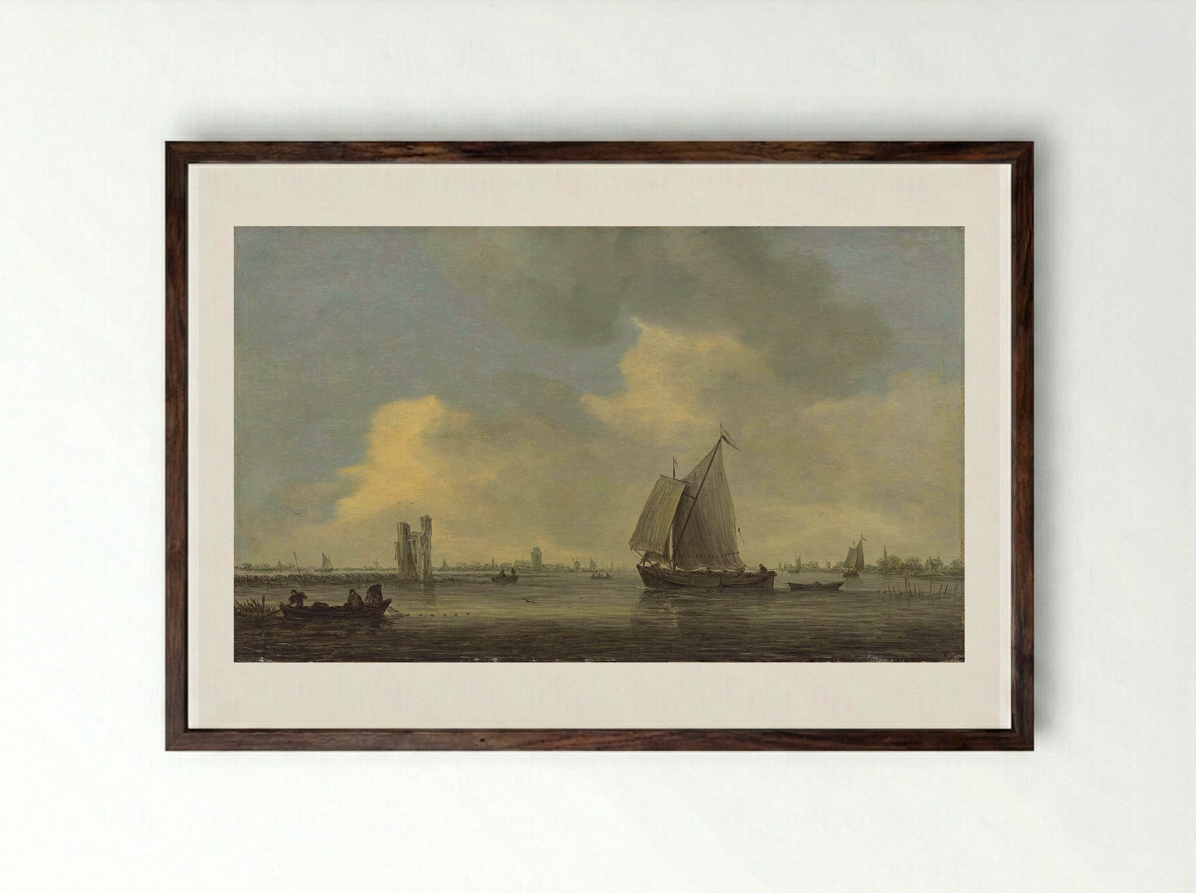 Ruïne van het Huis te Merwede - Jan van Goyen - Framed Print Dark Wood