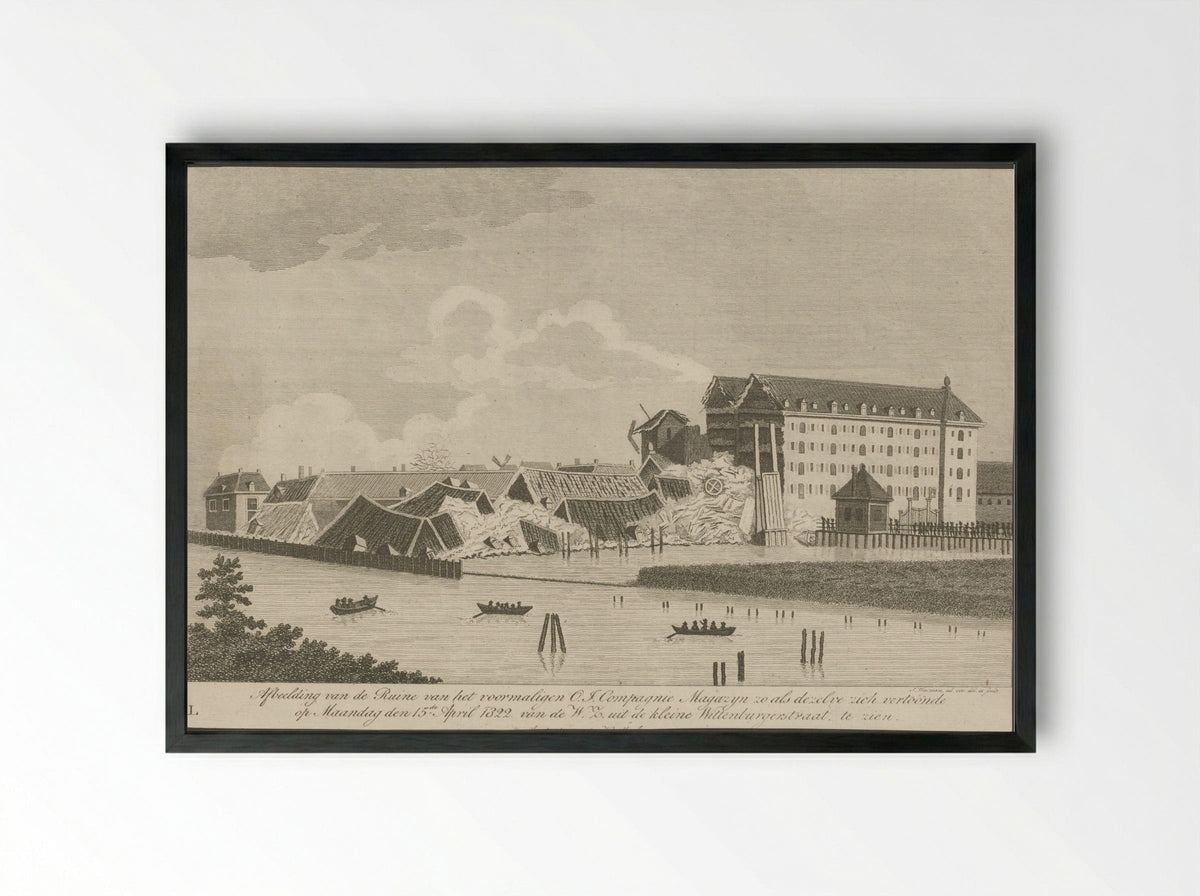 Ruïne van het Oost-Indisch Zeemagazijn te Amsterdam - Jacobus Wijsman - Framed Print Black