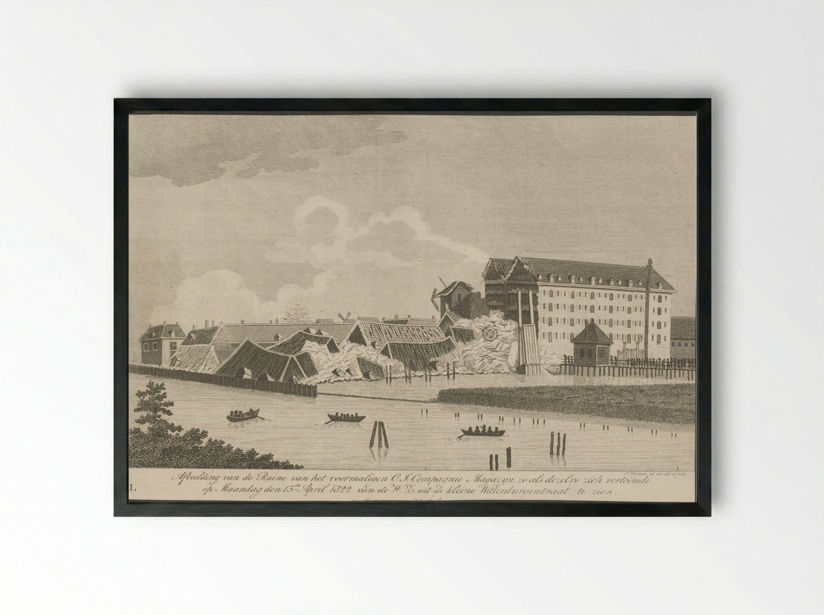 Ruïne van het Oost-Indisch Zeemagazijn te Amsterdam - Jacobus Wijsman - Framed Print Black