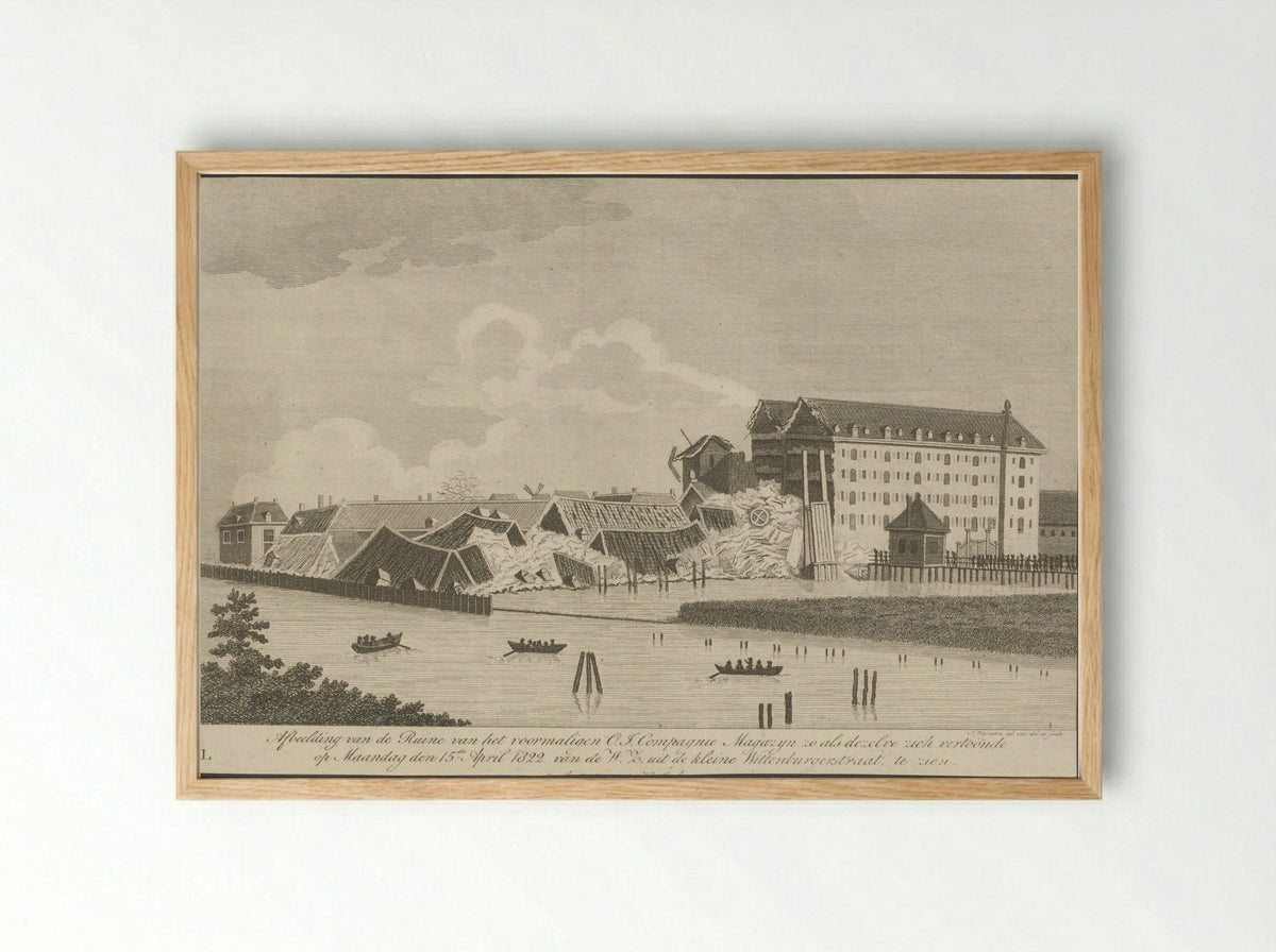 Ruïne van het Oost-Indisch Zeemagazijn te Amsterdam - Jacobus Wijsman - Framed Print Wood