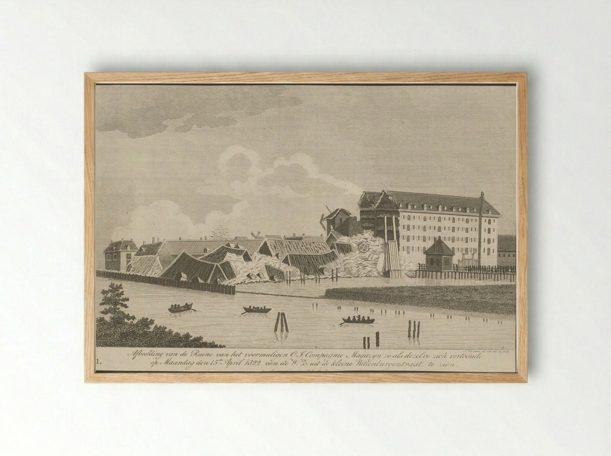 Ruïne van het Oost-Indisch Zeemagazijn te Amsterdam - Jacobus Wijsman - Framed Print Wood