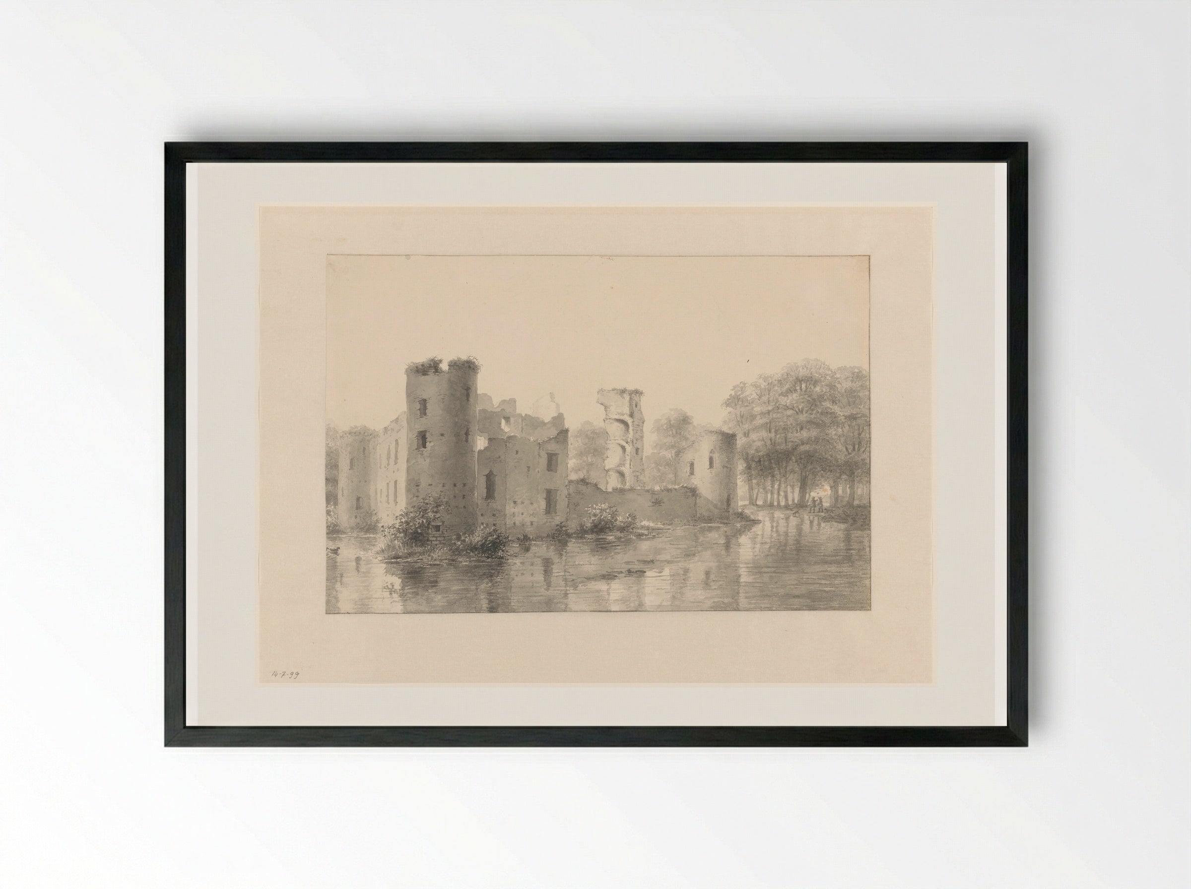 Ruïne van het kasteel de Haar - Andreas Schelfhout - Framed Print Black